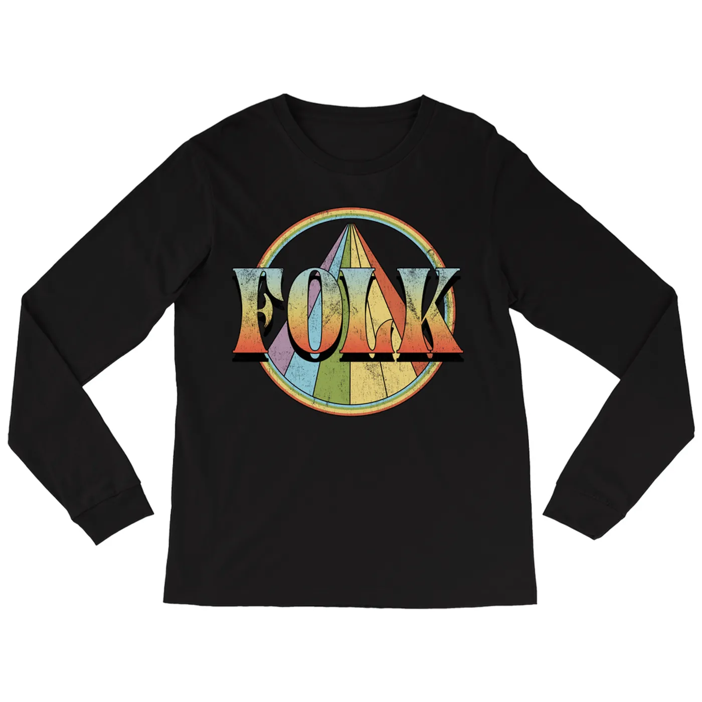 Music Life - Folk Merchbar Music Life Long Sleeve Shirt | Retro Folk Distressed Merchbar Music Life Shirt