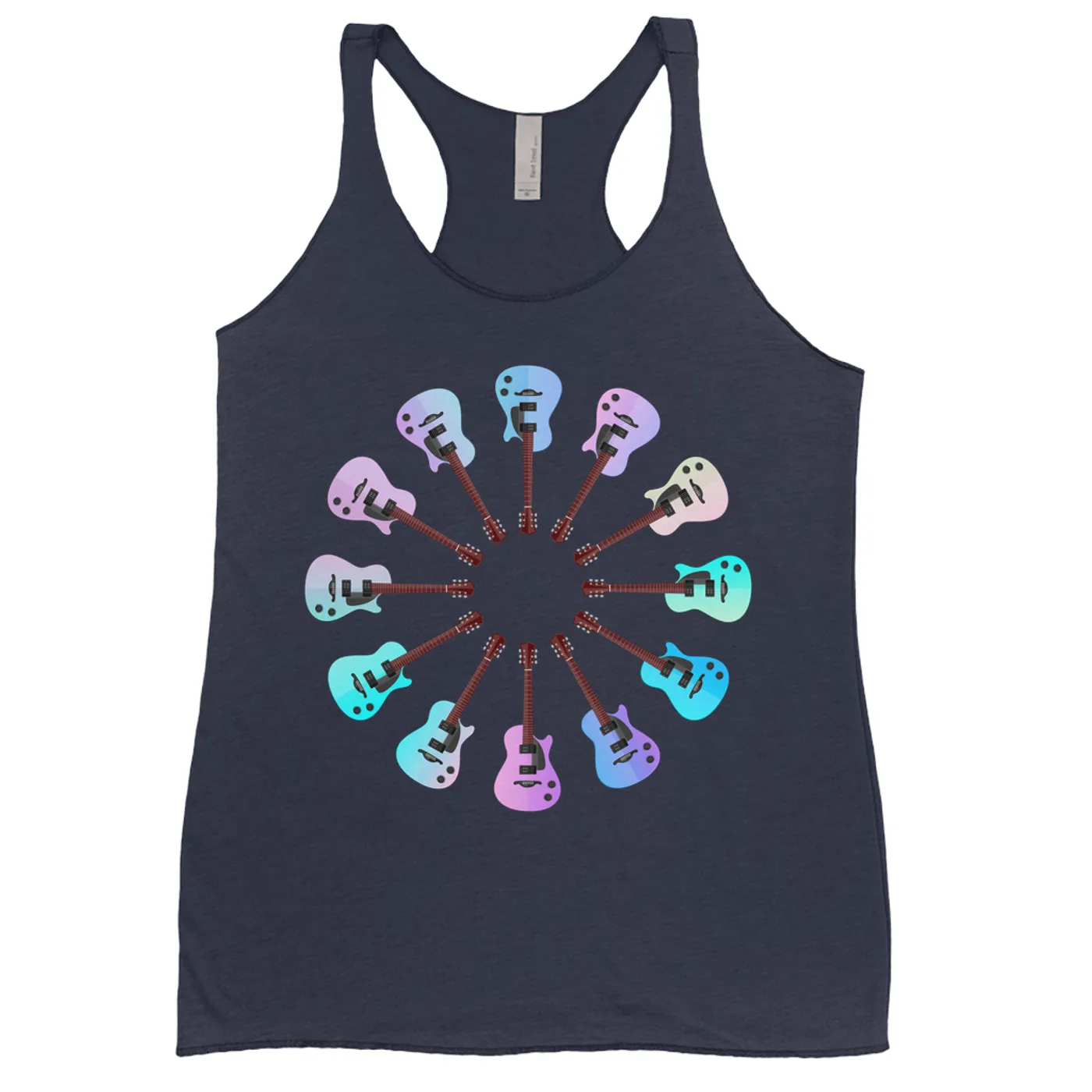 Music Life - Guitar Merchbar Music Life Ladies' Tank Top | Acoustic-Electric Guitar Cotton Candy Color Wheel Merchbar Music Life Shirt