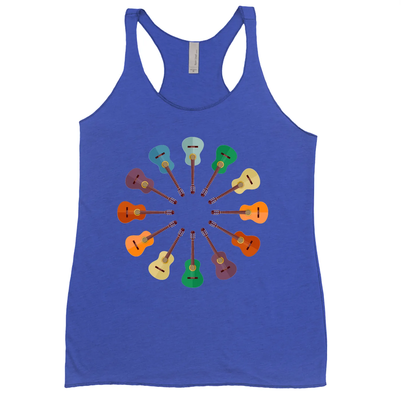 Music Life - Guitar Merchbar Music Life Ladies' Tank Top | Classical Guitar Retro Rainbow Color Wheel Merchbar Music Life Shirt