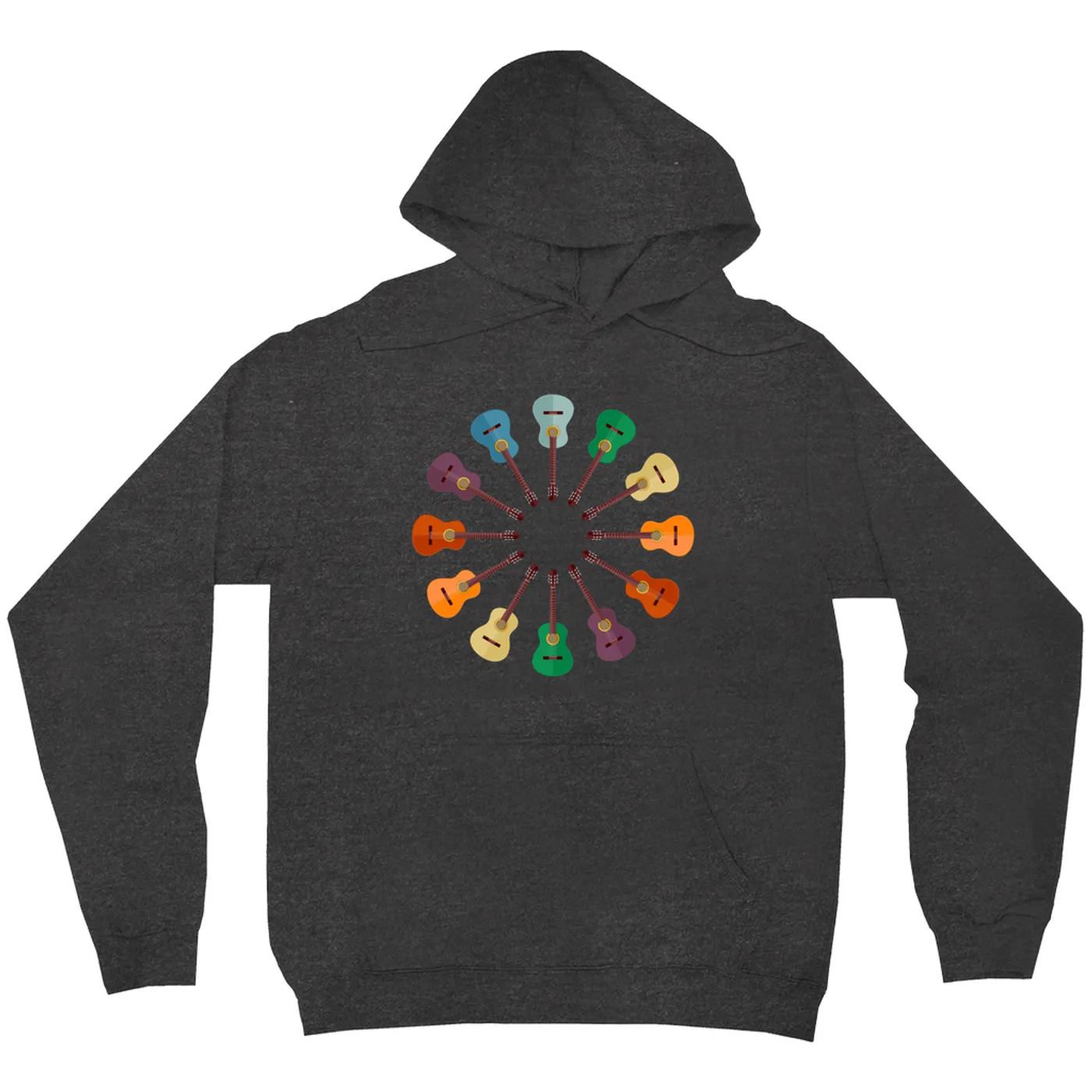 Music Life - Guitar Merchbar Music Life Hoodie | Classical Guitar Retro Rainbow Color Wheel Merchbar Music Life Hoodie