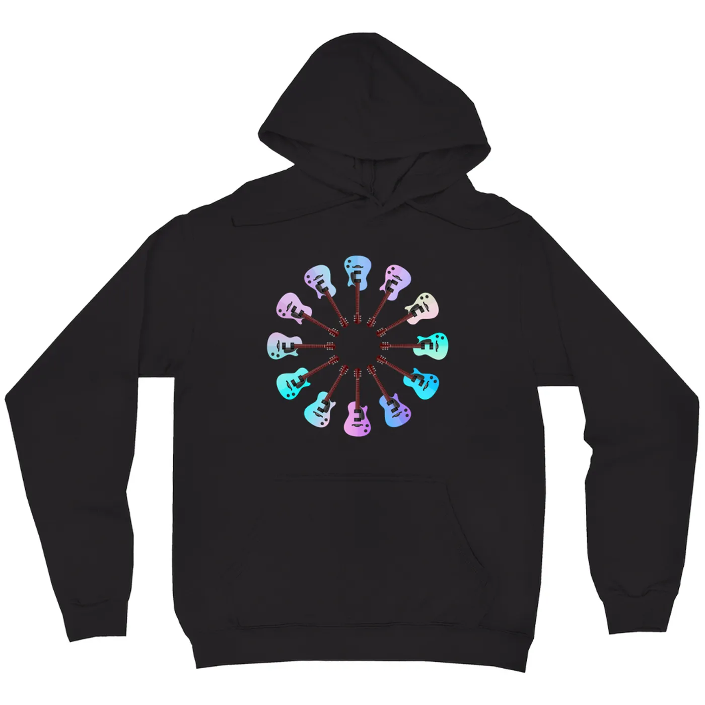 Music Life - Guitar Merchbar Music Life Hoodie | Acoustic-Electric Guitar Cotton Candy Color Wheel Merchbar Music Life Hoodie