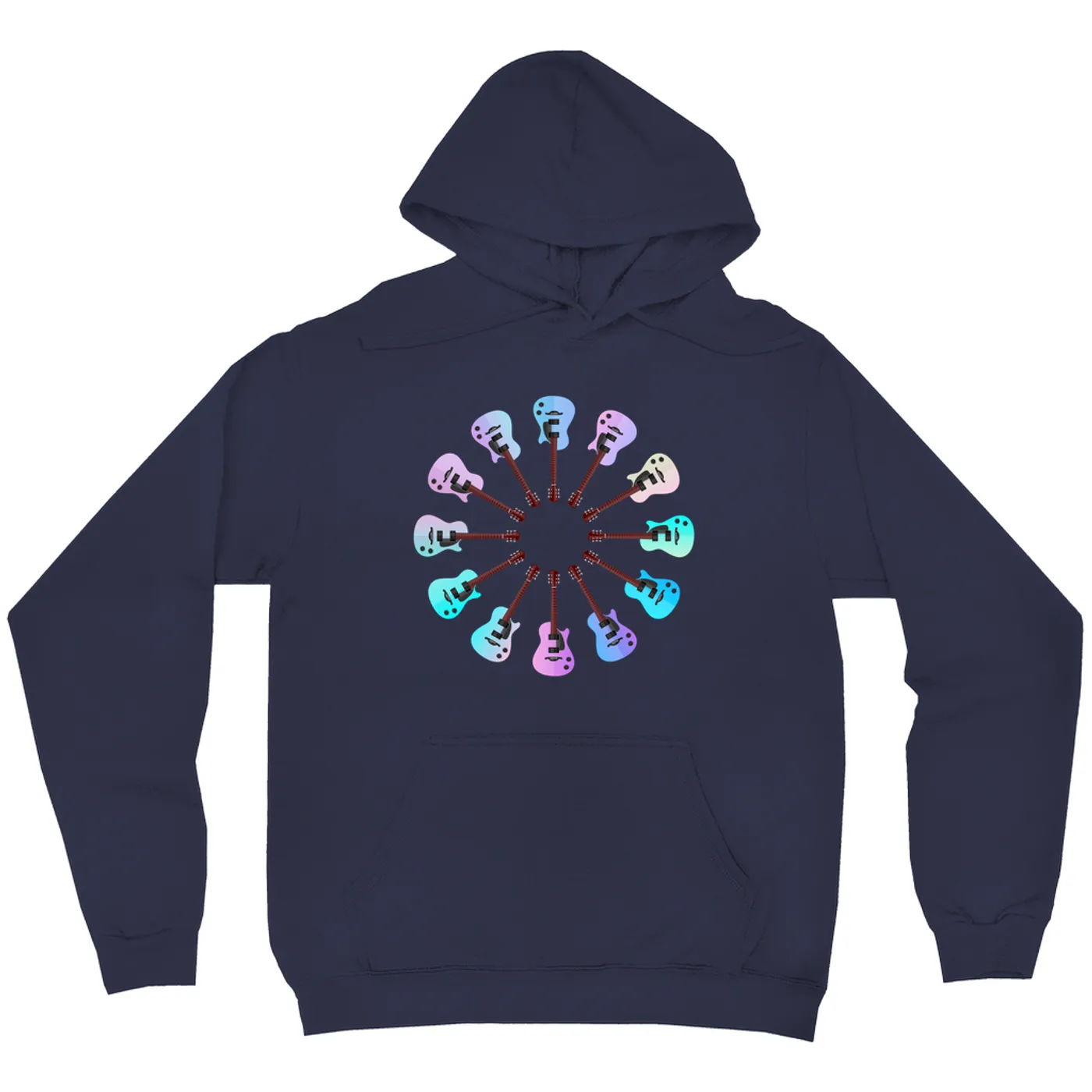 Music Life - Guitar Merchbar Music Life Hoodie | Acoustic-Electric Guitar Cotton Candy Color Wheel Merchbar Music Life Hoodie
