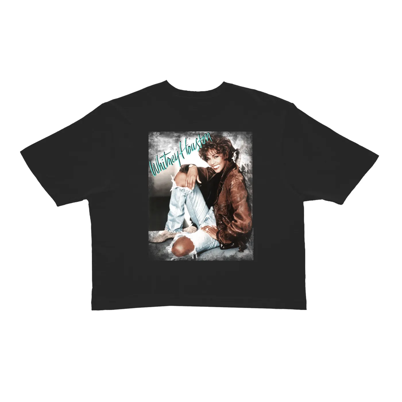 Whitney Houston Ladies' Crop Tee | All The Man That I Need Single Photo Distressed Whitney Houston Crop T-shirt
