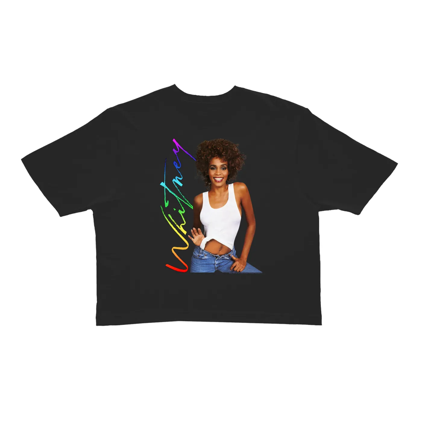 Whitney Houston Ladies' Crop Tee | 1987 Album Photo Rainbow Signature Image (Merchbar Exclusive) Whitney Houston Crop T-shirt
