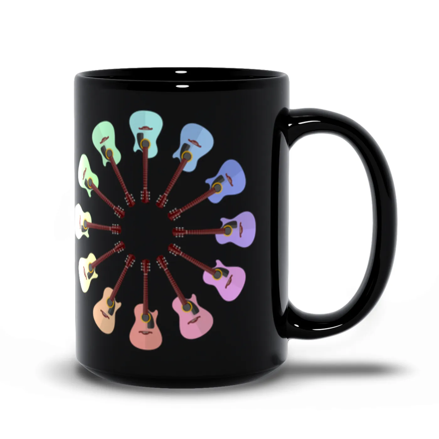 Music Life - Guitar Merchbar Music Life Mug | Cut-Away Acoustic Color Wheel Merchbar Music Life Mug