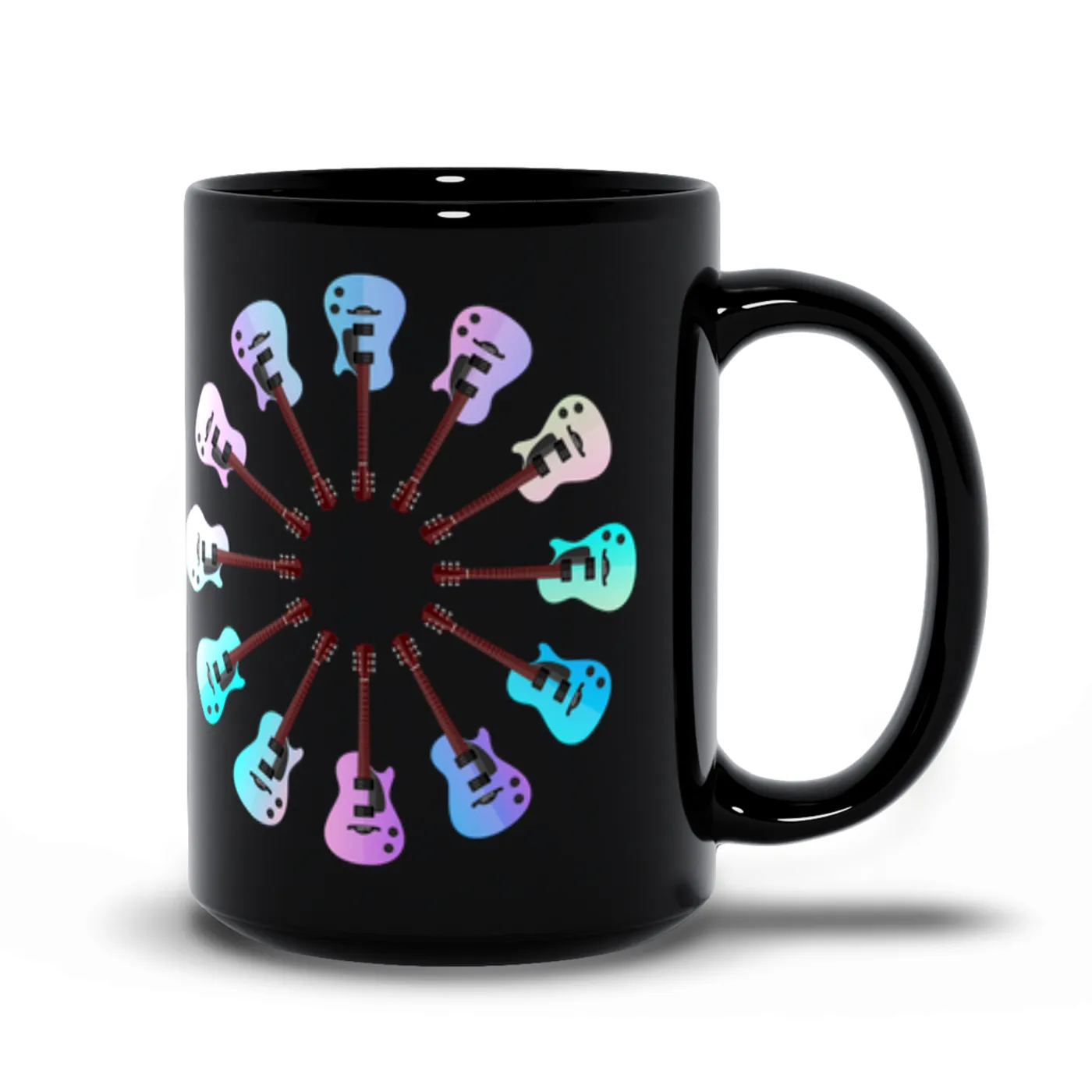Music Life - Guitar Merchbar Music Life Mug | Acoustic-Electric Guitar Cotton Candy Color Wheel Merchbar Music Life Mug