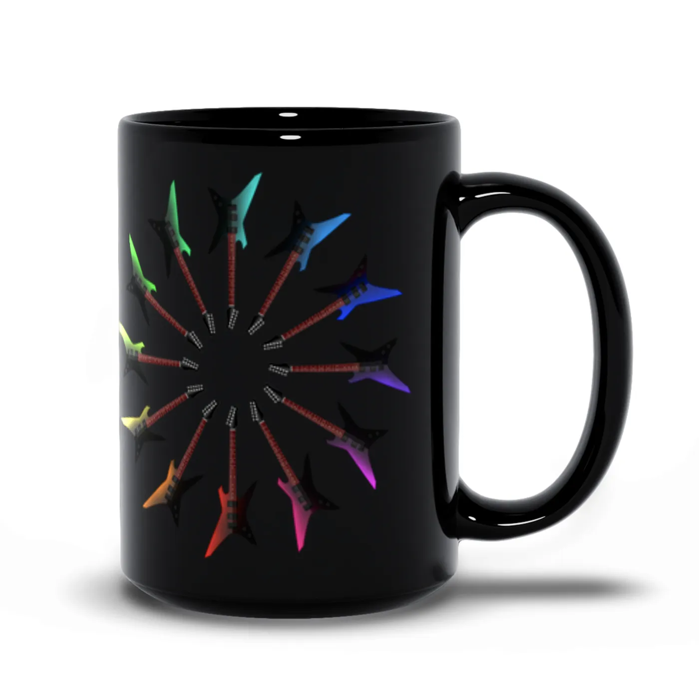 Music Life - Guitar Merchbar Music Life Mug | Shred-Banger Dark Neon Color Wheel Merchbar Music Life Mug