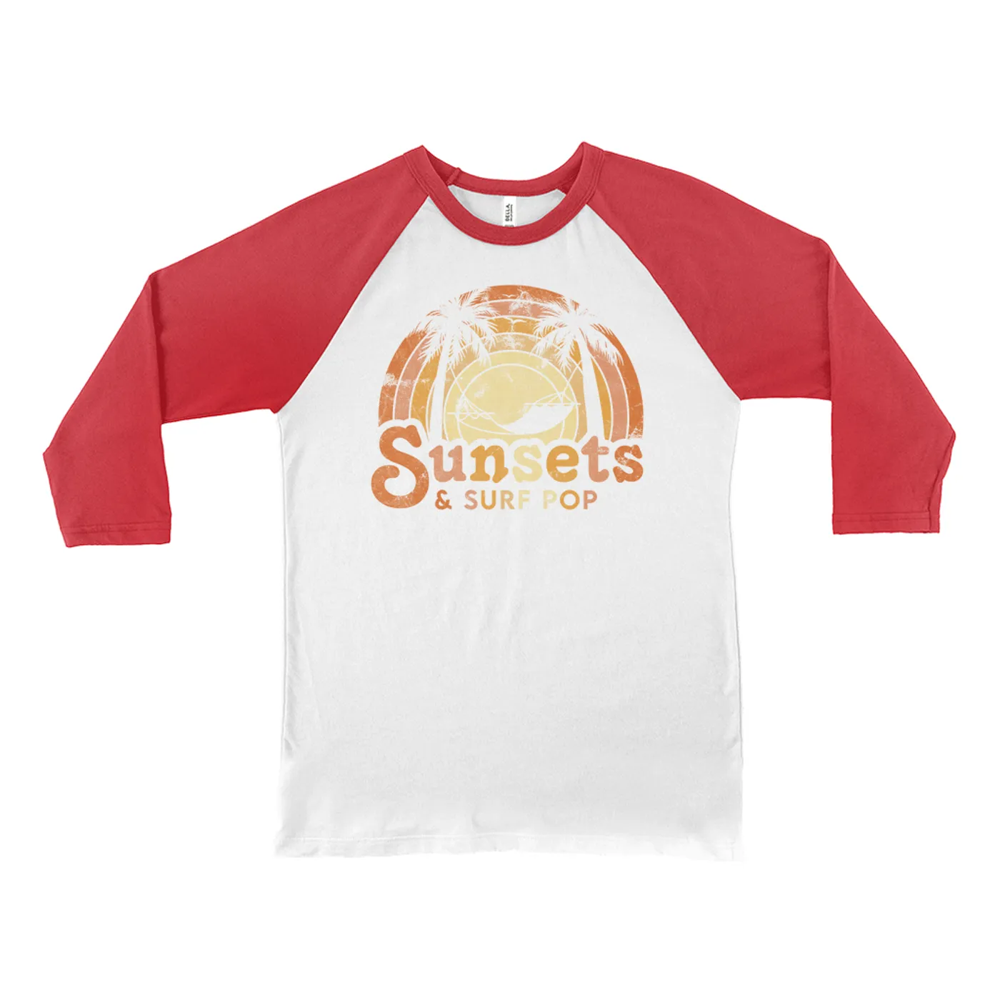 Music Life - Pop Merchbar Music Life 3/4 Sleeve Baseball Tee | Sunsets & Surf Pop Distressed Merchbar Music Life Shirt