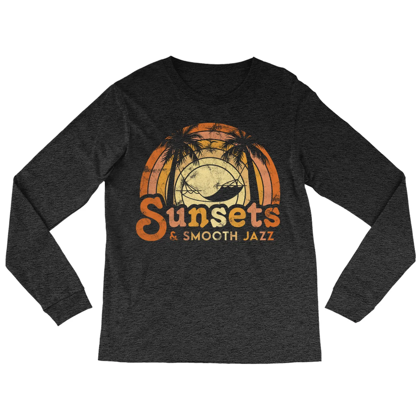 Music Life - Jazz Merchbar Music Life Long Sleeve Shirt | Sunsets & Smooth Jazz Distressed Merchbar Music Life Shirt