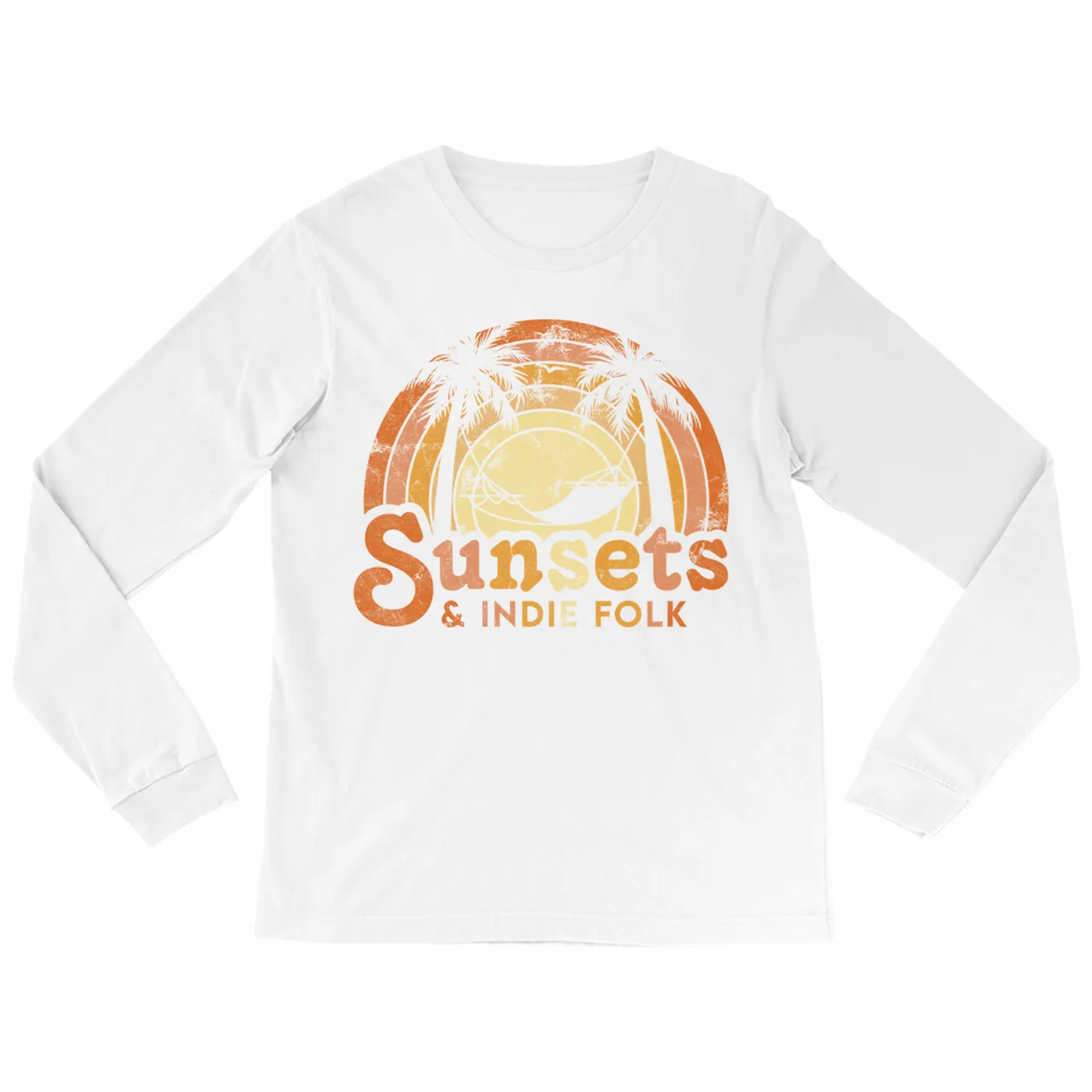 Music Life - Folk Merchbar Music Life Long Sleeve Shirt | Sunsets & Indie Folk Distressed Merchbar Music Life Shirt