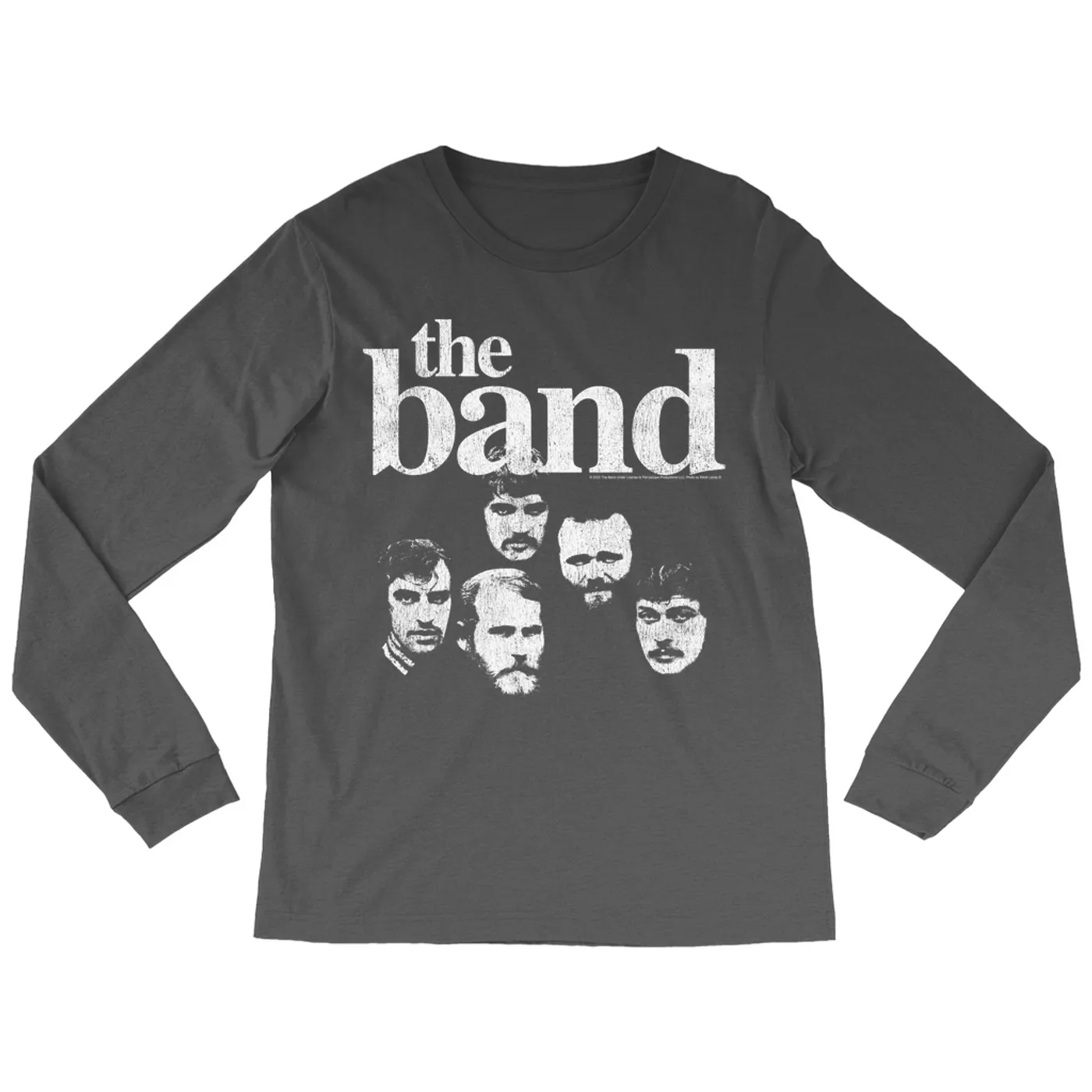 The Band Long Sleeve Shirt | Faces Of The Band With Logo Distressed The Band Shirt
