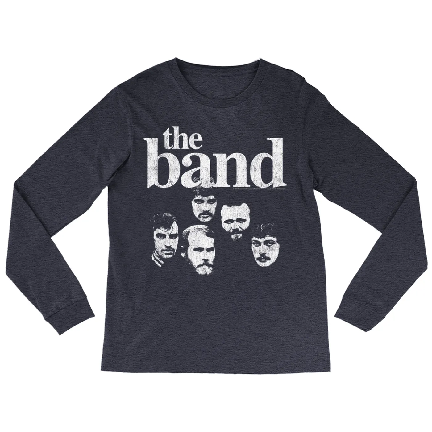 The Band Long Sleeve Shirt | Faces Of The Band With Logo Distressed The Band Shirt