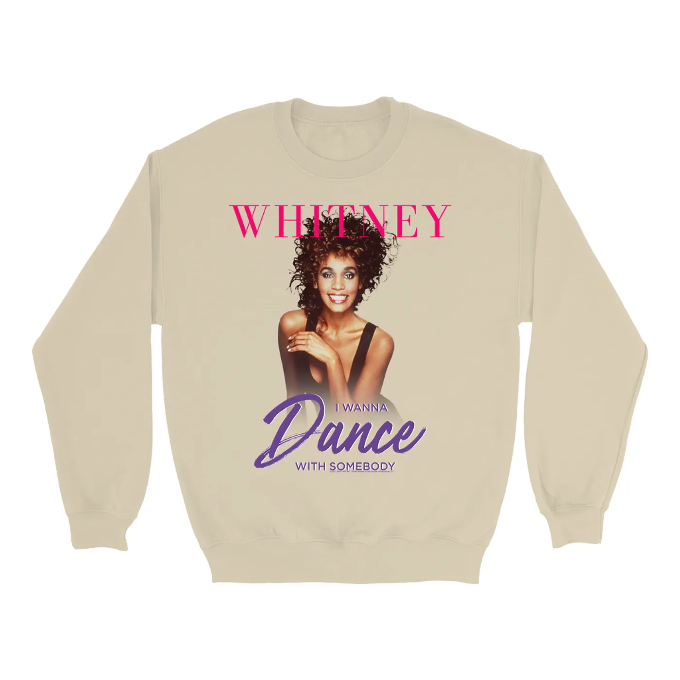 Whitney Houston Sweatshirt | I Wanna Dance With Somebody Purple Pink Design (Merchbar Exclusive) Whitney Houston Sweatshirt