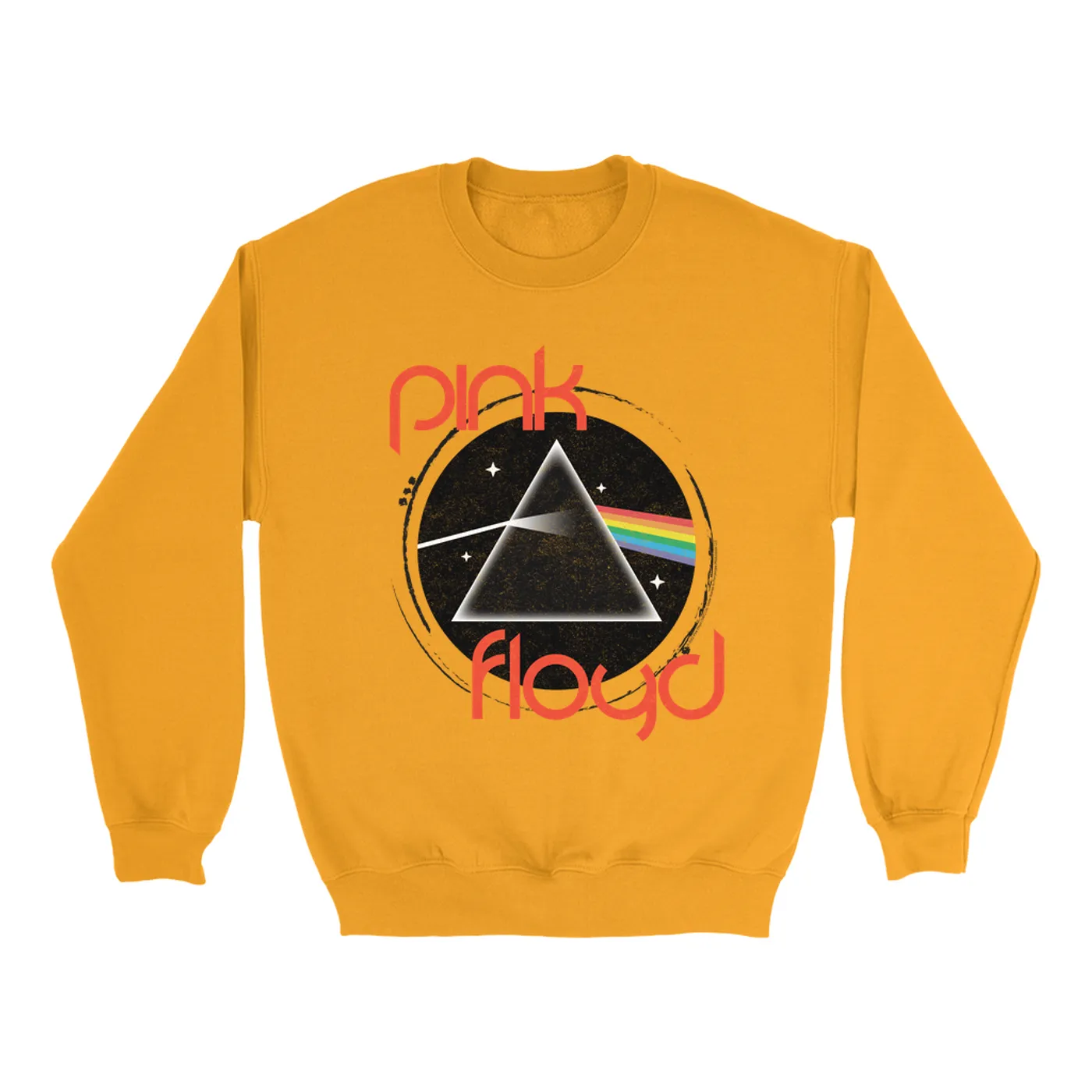 Pink Floyd Bright Colored Sweatshirt | Modern Retro Dark Side Of The Moon Distressed Pink Floyd Sweatshirt