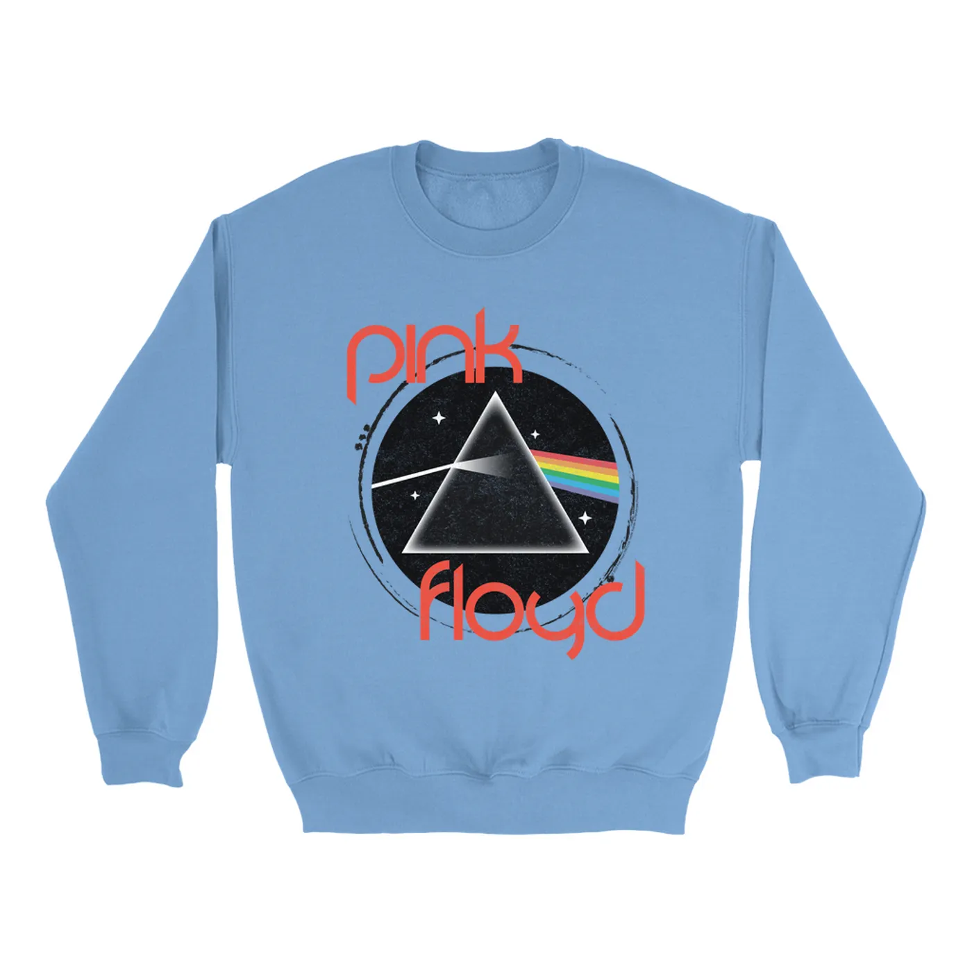 Pink Floyd Bright Colored Sweatshirt | Modern Retro Dark Side Of The Moon Distressed Pink Floyd Sweatshirt