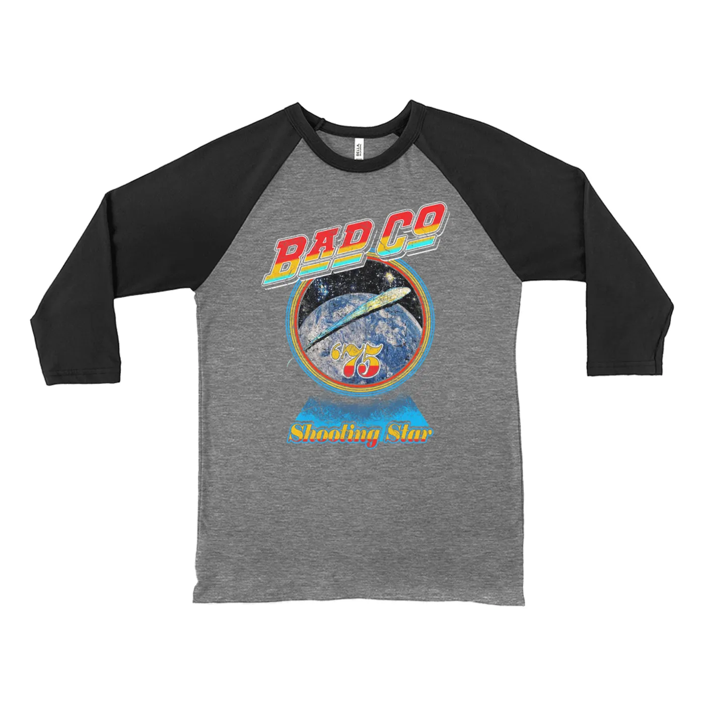 Bad Company 3/4 Sleeve Baseball Tee | 75 Shooting Star Orbit Distressed Bad Company Shirt