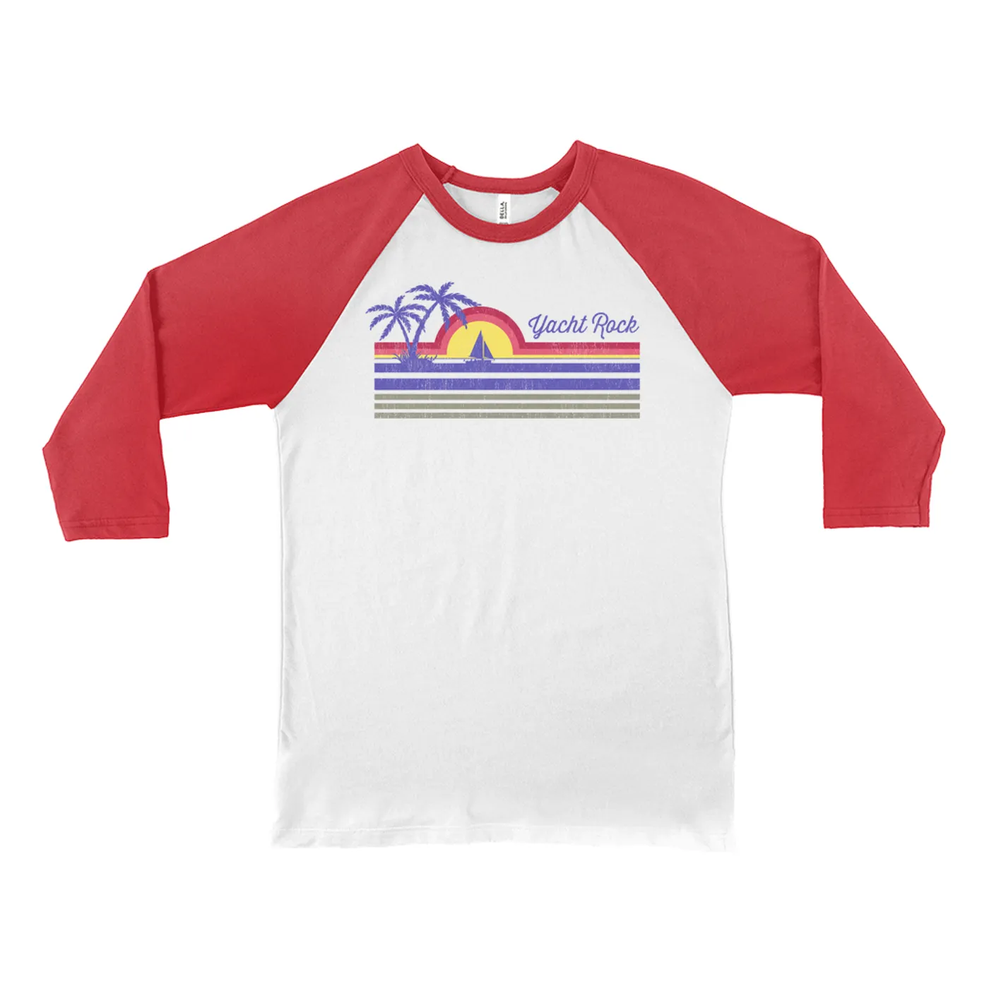 Merchbar Music Life 3/4 Sleeve Baseball Tee | Yacht Rock Sunset Merchbar Music Life Shirt