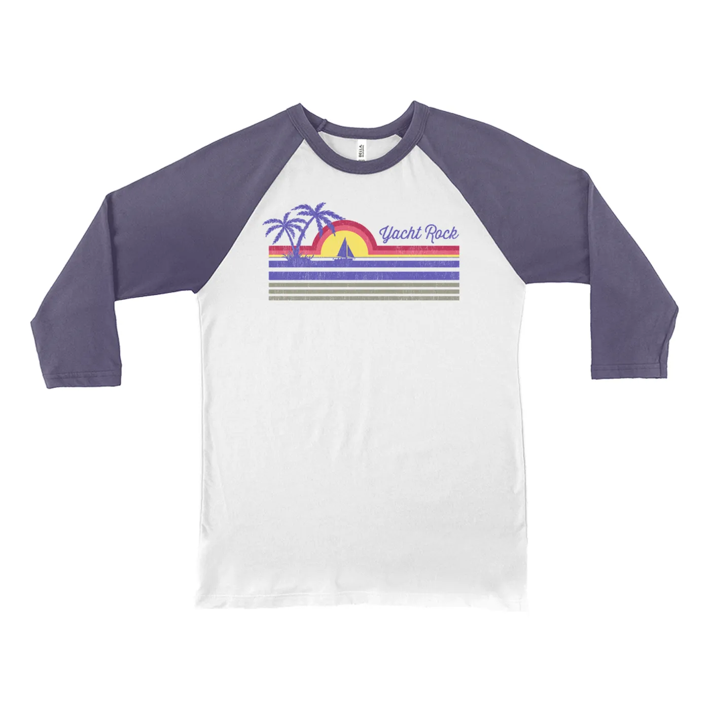 Merchbar Music Life 3/4 Sleeve Baseball Tee | Yacht Rock Sunset Merchbar Music Life Shirt