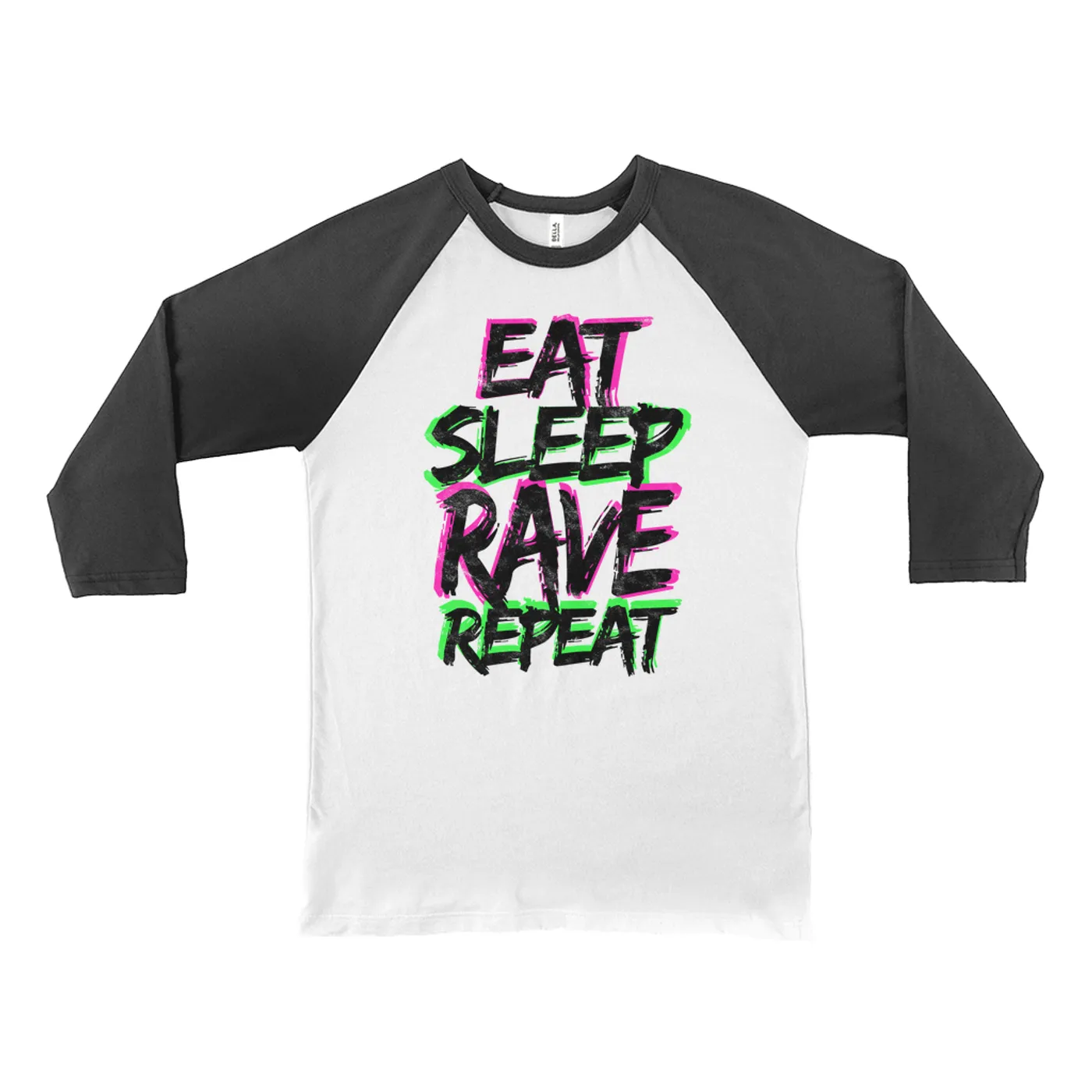 Merchbar Music Life 3/4 Sleeve Baseball Tee | Eat Sleep Rave Repeat Merchbar Music Life Shirt