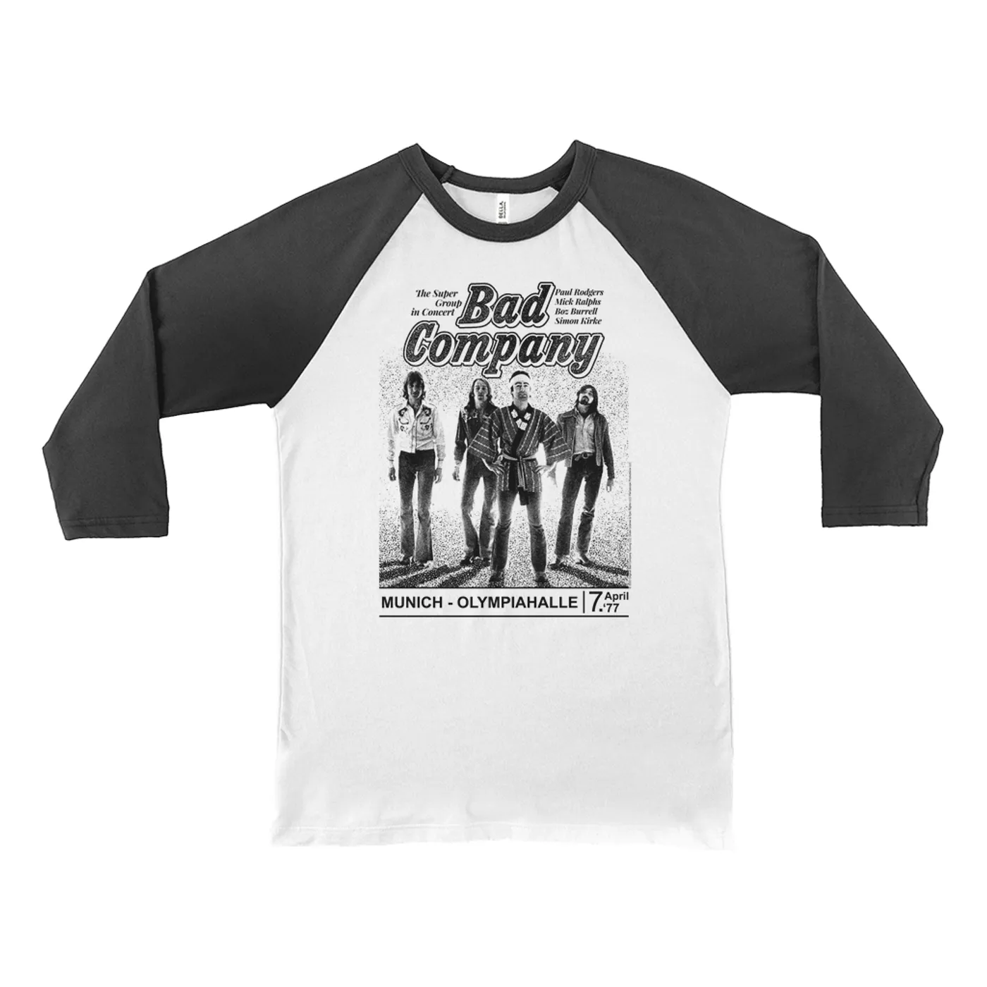 Bad Company 3/4 Sleeve Baseball Tee | Munich Live In Concert 1977 Bad Company Shirt