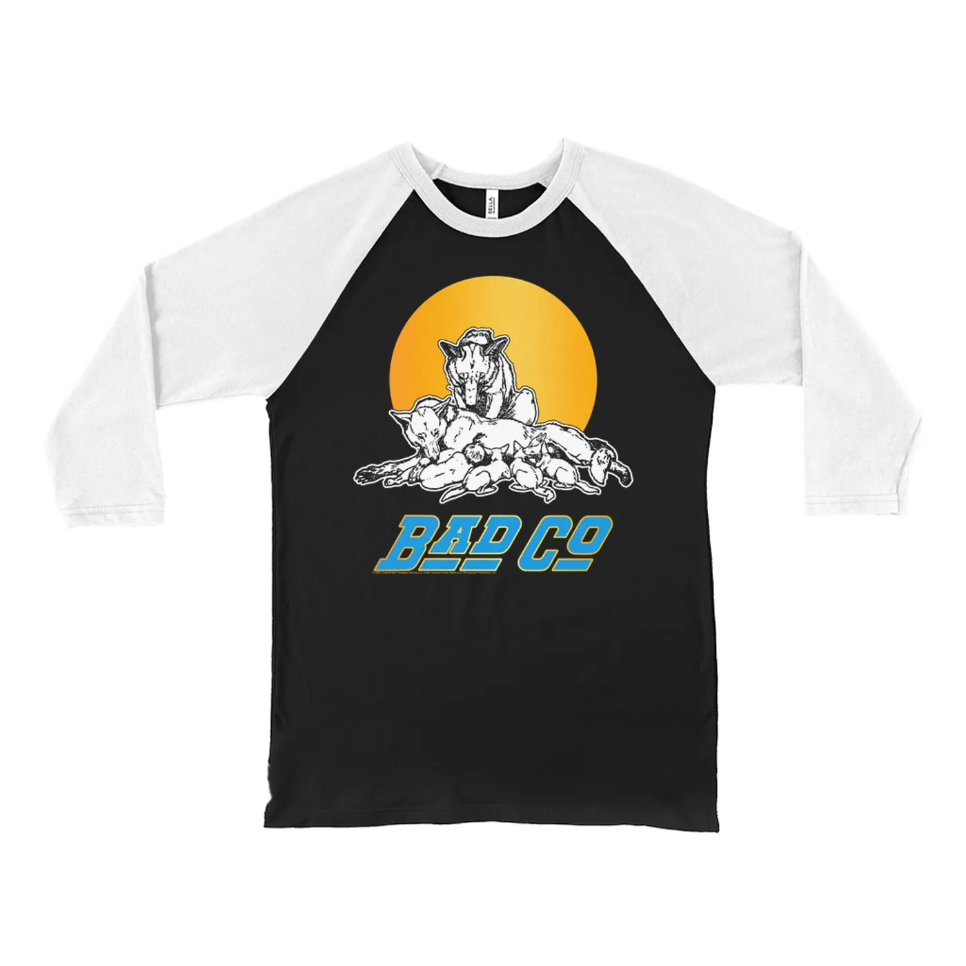 Bad Company 3/4 Sleeve Baseball Tee | Run With The Pack Retro Sun Bad Company Shirt