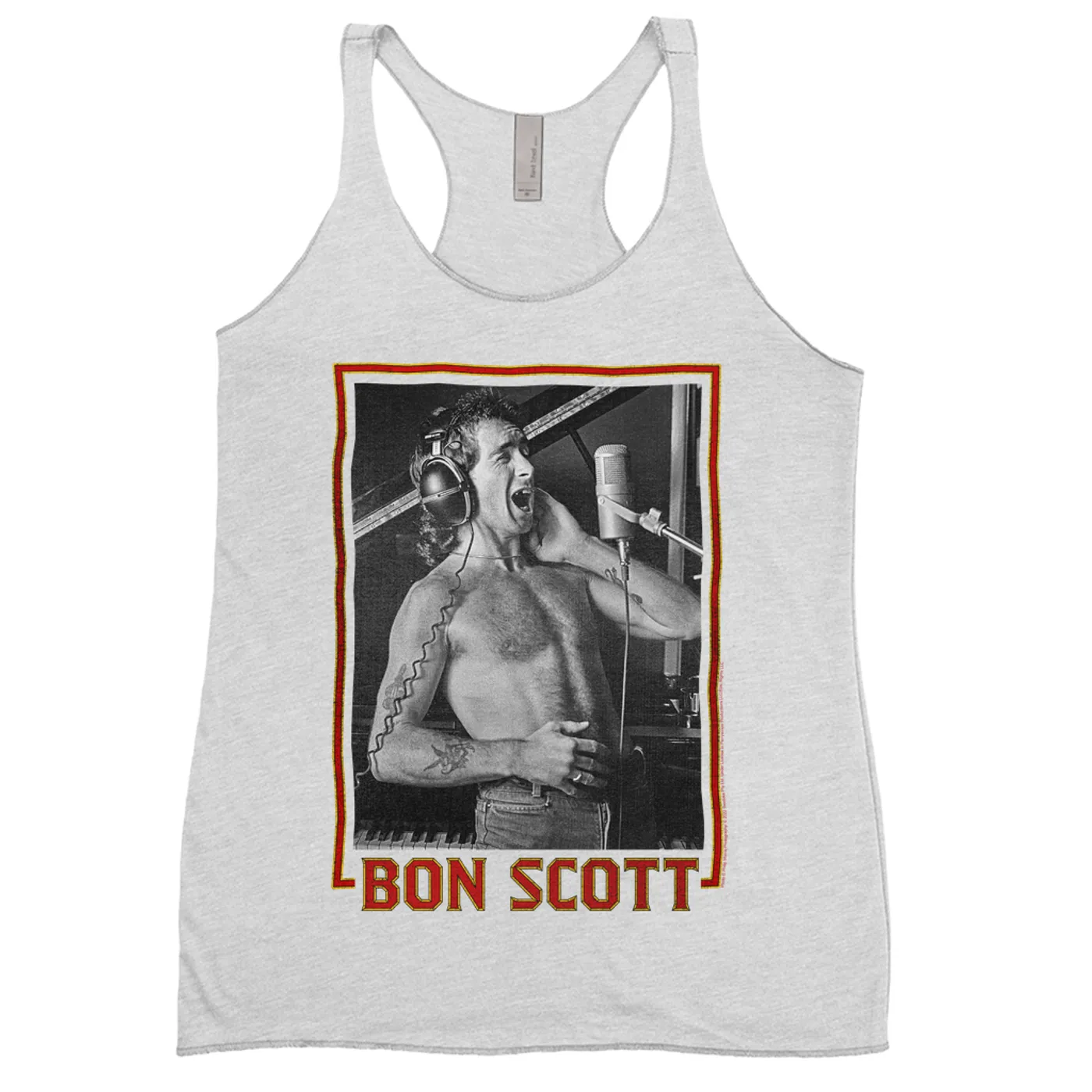 Bon Scott Ladies' Tank Top | Singing Photo Design Bon Scott Shirt