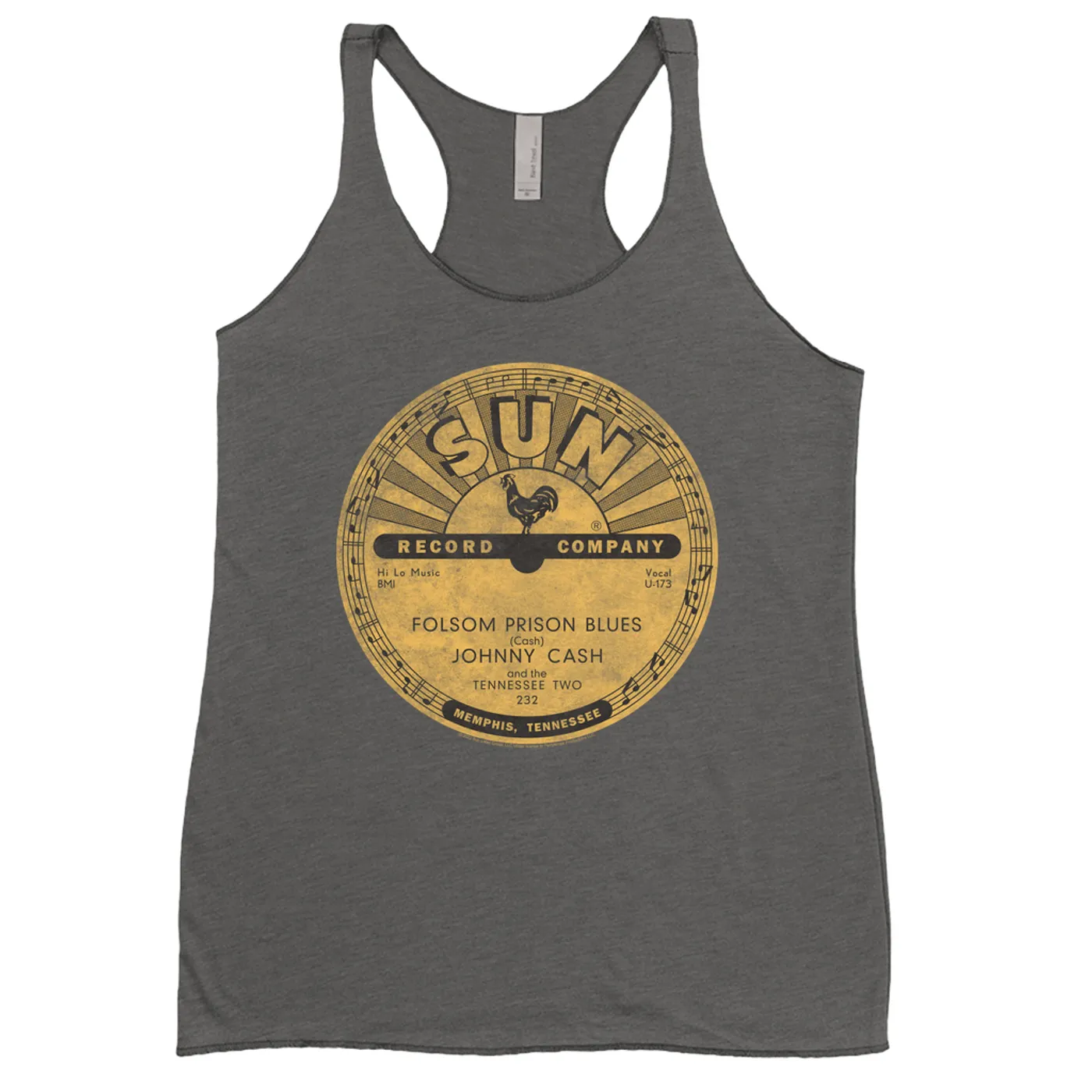 Johnny Cash Ladies' Tank Top | Folsom Prison Blues Record Label Distressed Johnny Cash Shirt