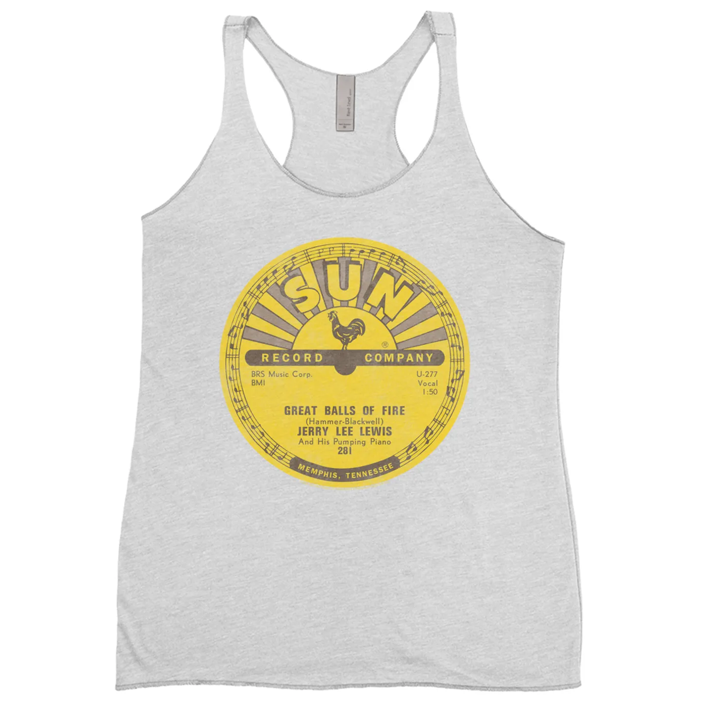 Jerry Lee Lewis Ladies' Tank Top | Great Balls Of Fire Record Label Distressed Jerry Lee Lewis Shirt