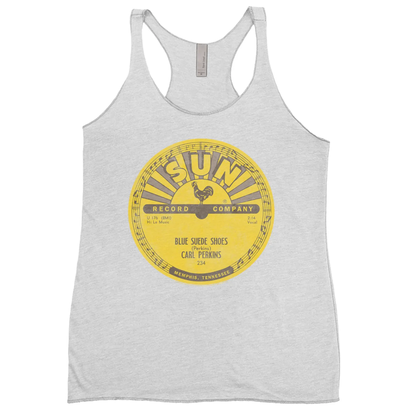 Carl Perkins Ladies' Tank Top | Blue Suede Shoes Record Label Distressed Carl Perkins Shirt