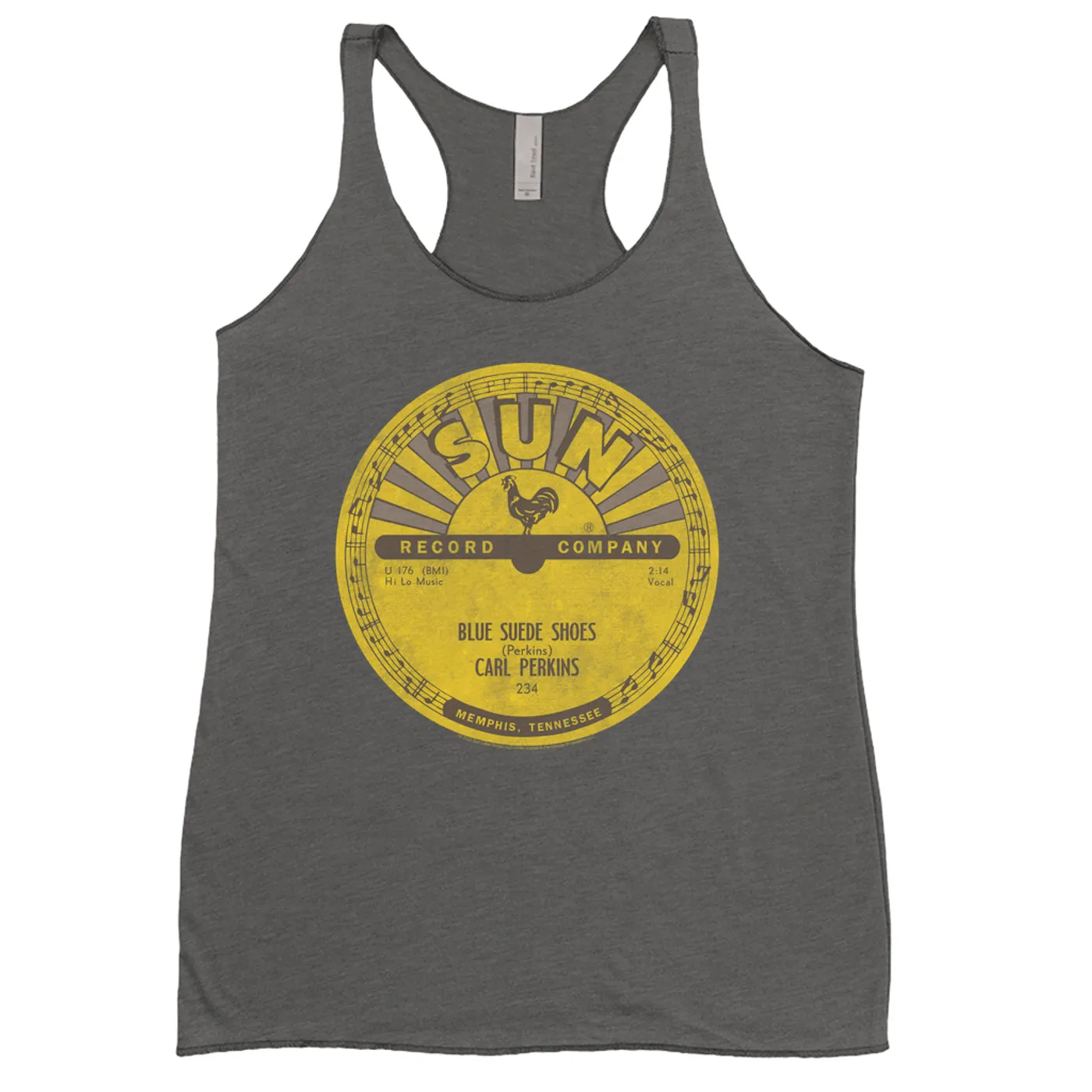 Carl Perkins Ladies' Tank Top | Blue Suede Shoes Record Label Distressed Carl Perkins Shirt