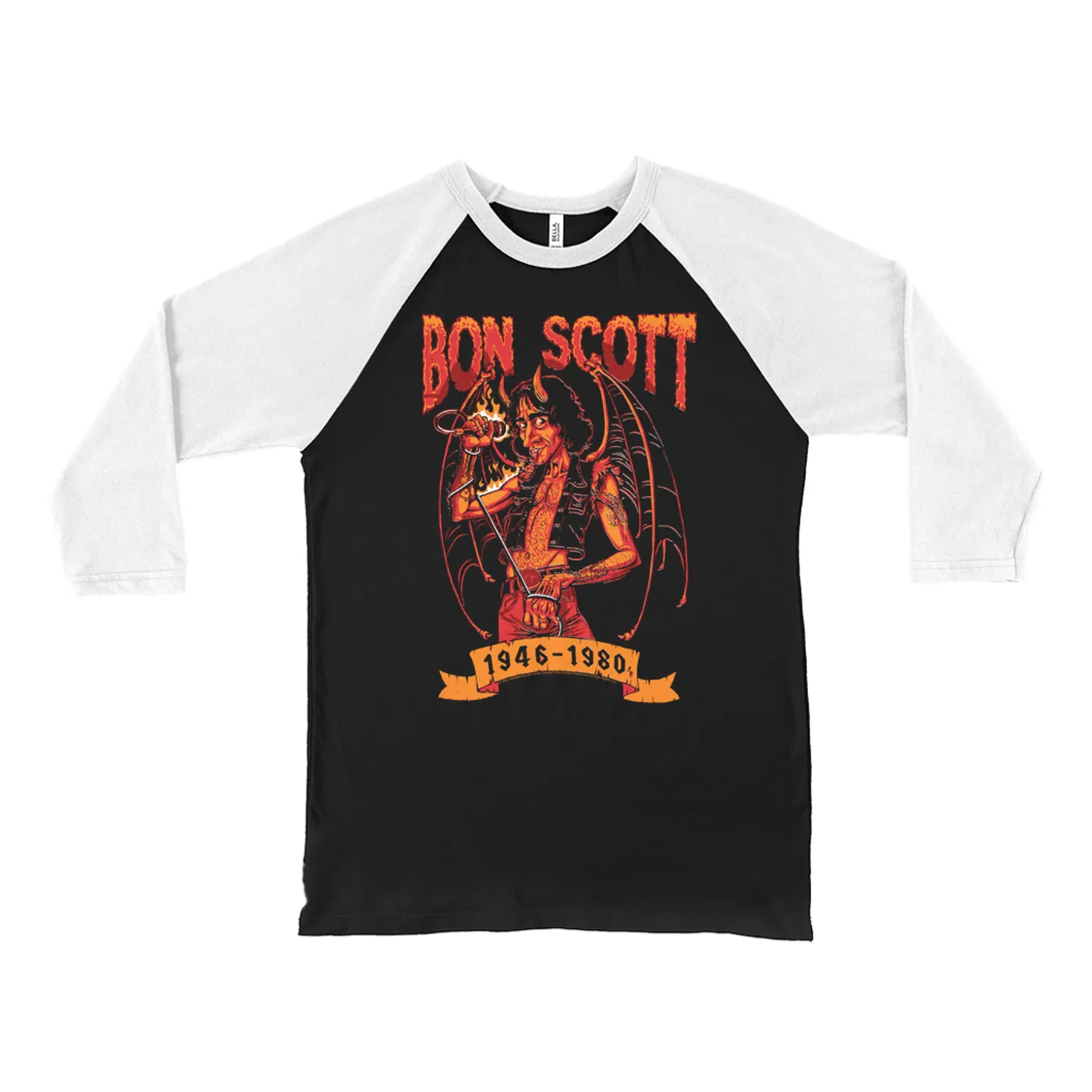 Bon Scott 3/4 Sleeve Baseball Tee | Devilish Rocker 1946-1980 Bon Scott Shirt