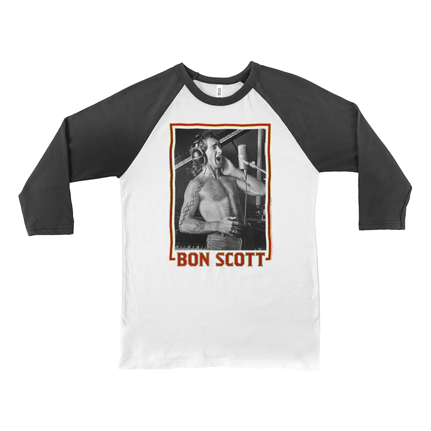 Bon Scott 3/4 Sleeve Baseball Tee | Singing Photo Design Bon Scott Shirt