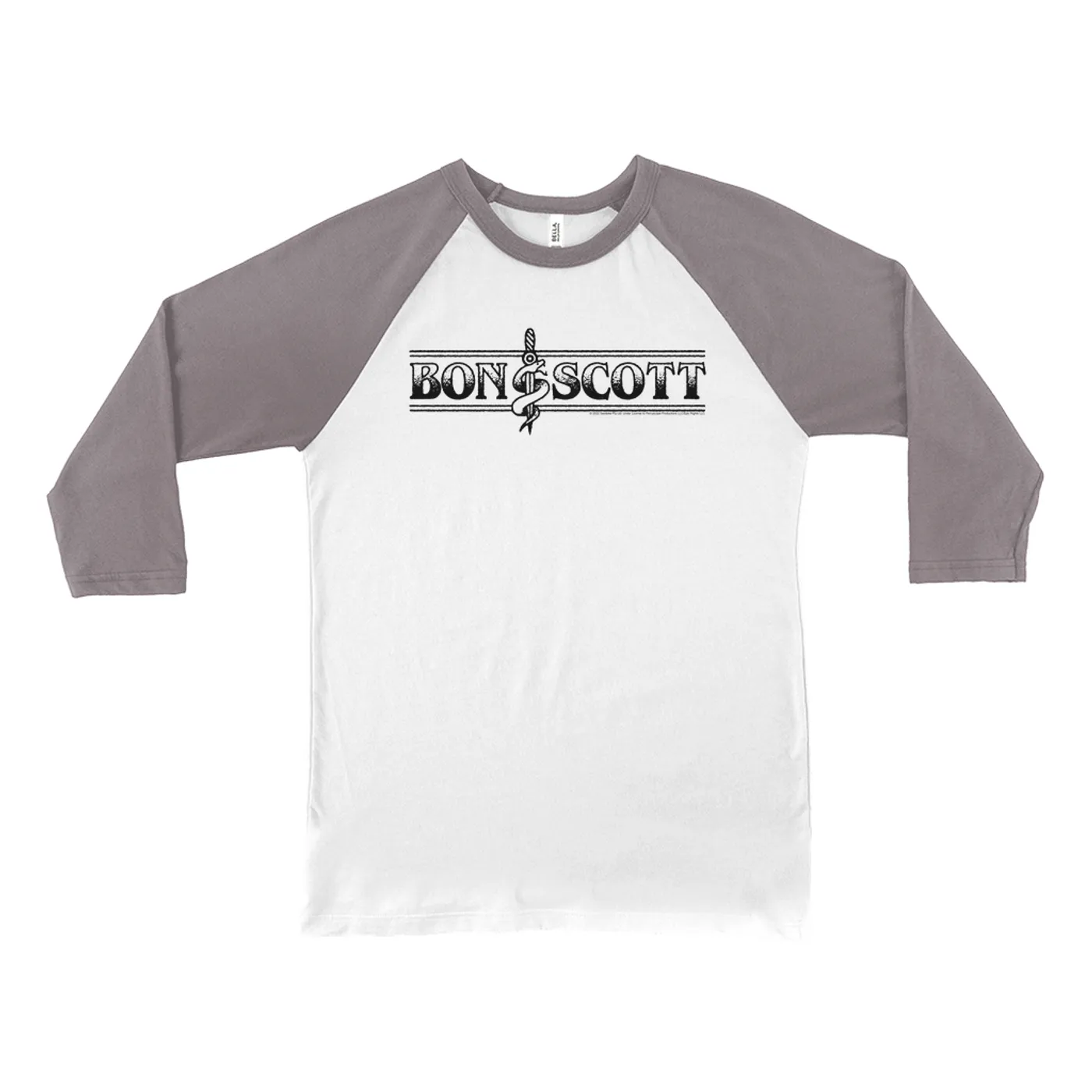 Bon Scott 3/4 Sleeve Baseball Tee | Bon Dagger And Snake Sailor Style Bon Scott Shirt