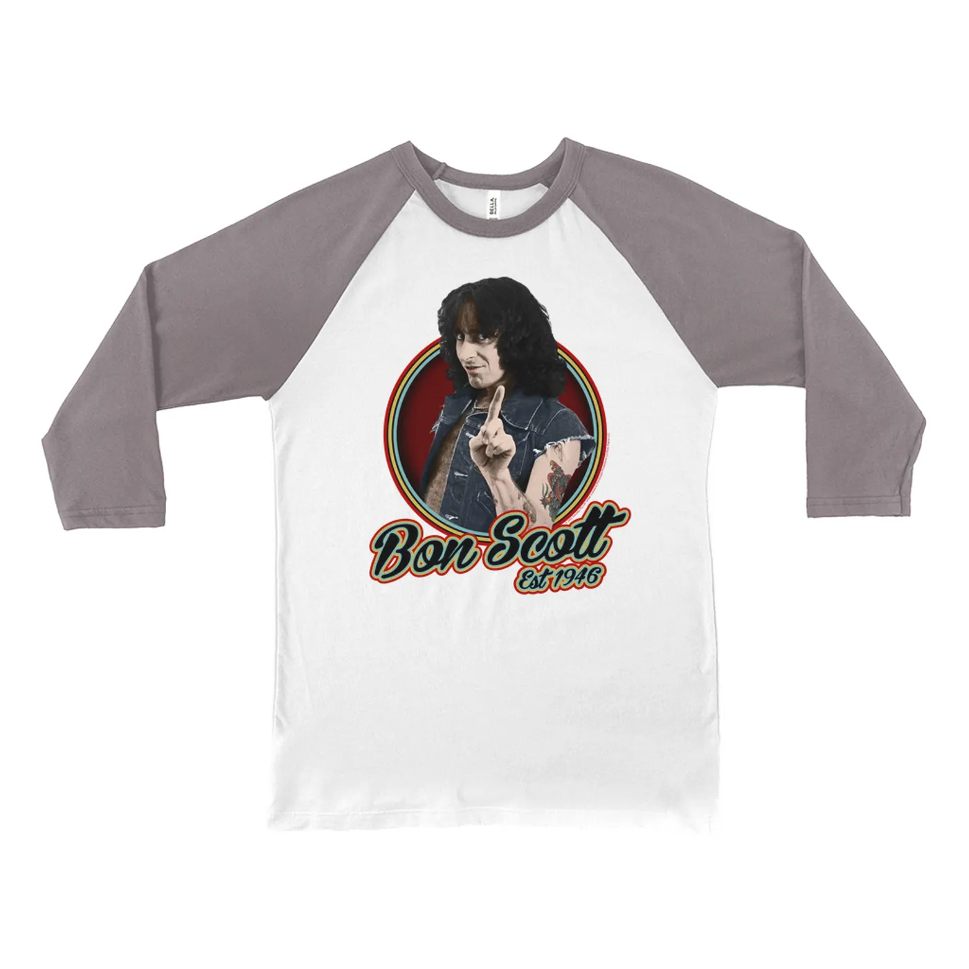 Bon Scott 3/4 Sleeve Baseball Tee | Established 1946 Bon Scott Shirt