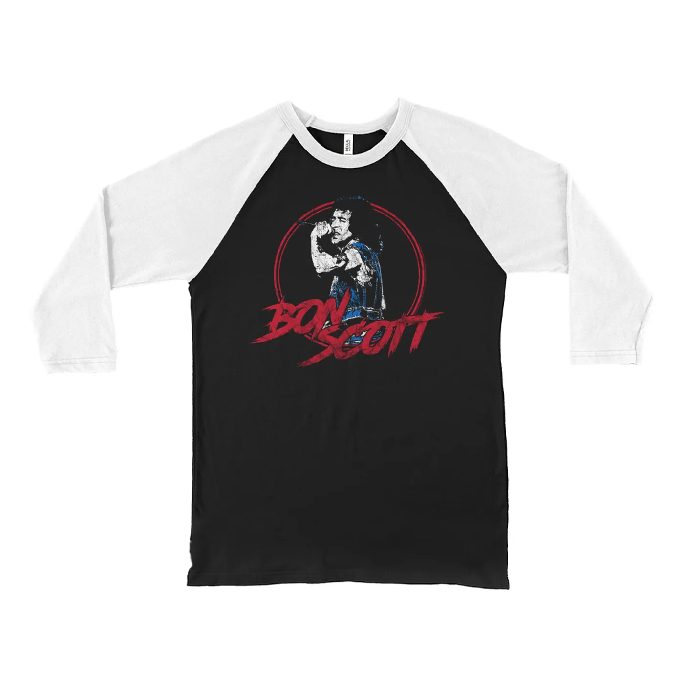 Bon Scott 3/4 Sleeve Baseball Tee | Bon Scott Circular Pop Art Red Bon Scott Shirt