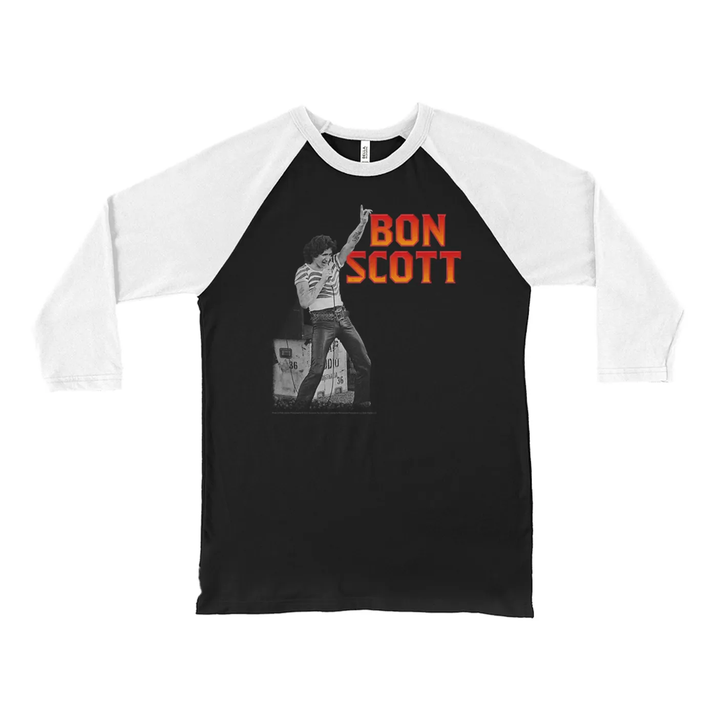 Bon Scott 3/4 Sleeve Baseball Tee | On Stage Design Bon Scott Shirt