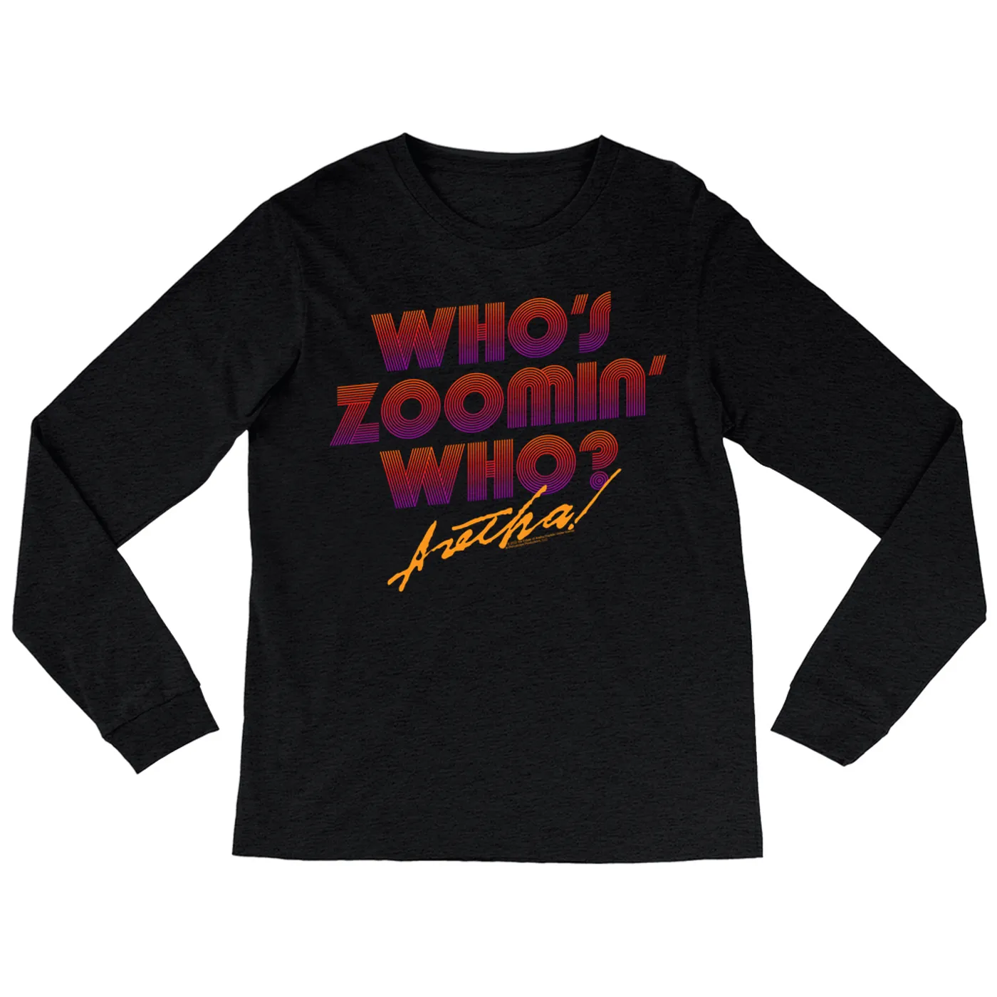Aretha Franklin Long Sleeve Shirt | Whos Zoomin Who Retro Ombre Aretha Franklin Shirt