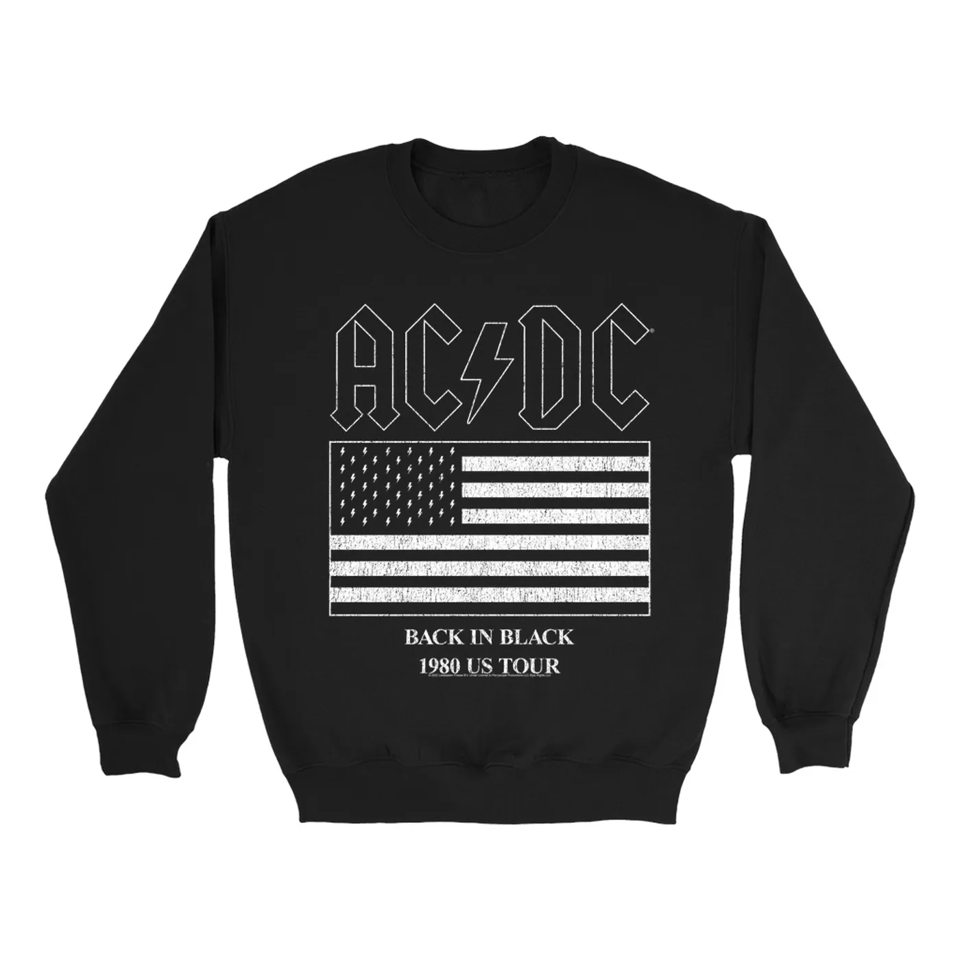 AC/DC Sweatshirt | Back In Black Flag Tour 1980 Distressed ACDC Sweatshirt