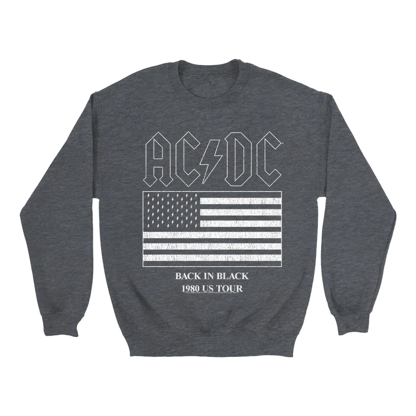 AC/DC Sweatshirt | Back In Black Flag Tour 1980 Distressed ACDC Sweatshirt