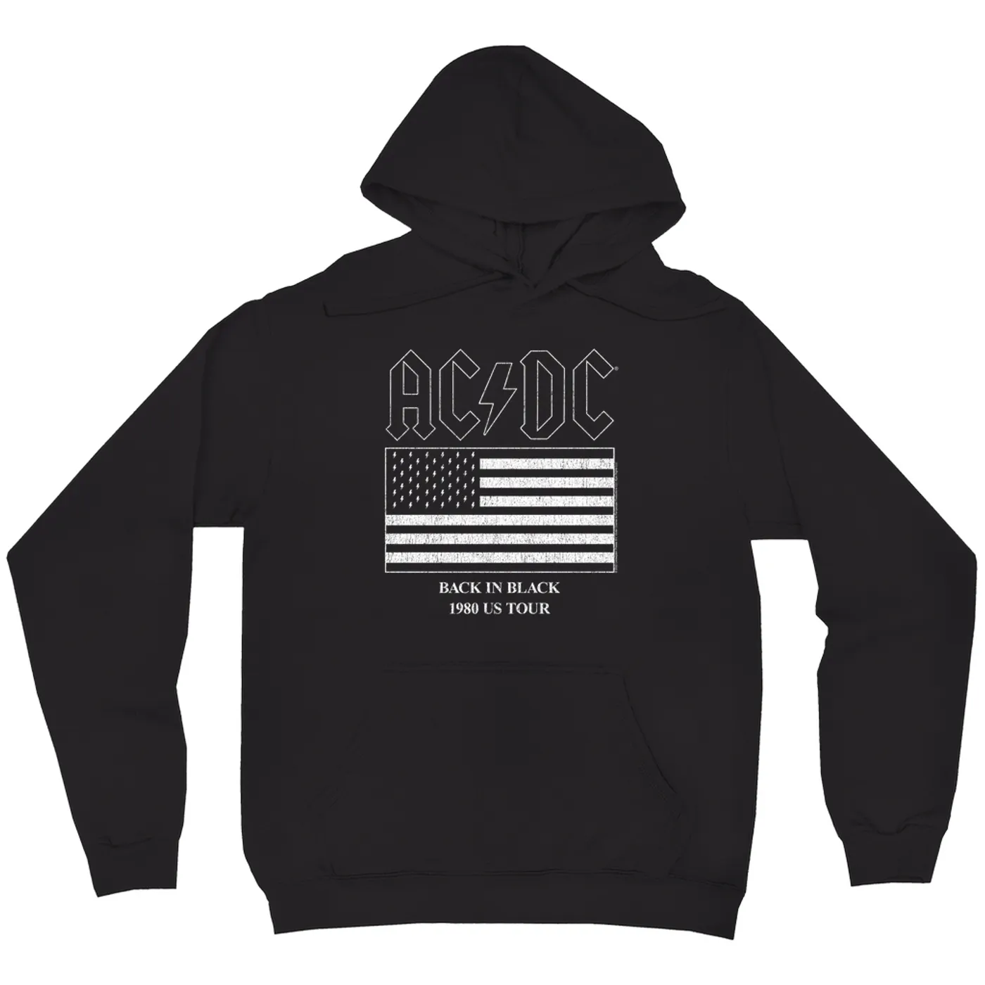 AC/DC Hoodie | Back In Black Flag Tour 1980 Distressed ACDC Hoodie