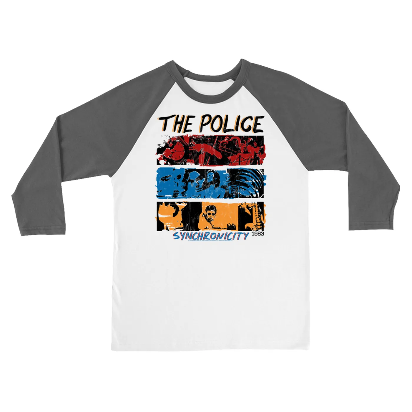 The Police 3/4 Sleeve Baseball Tee | 1983 Synchronicity Tour Distressed (Merchbar Exclusive) The Police Shirt