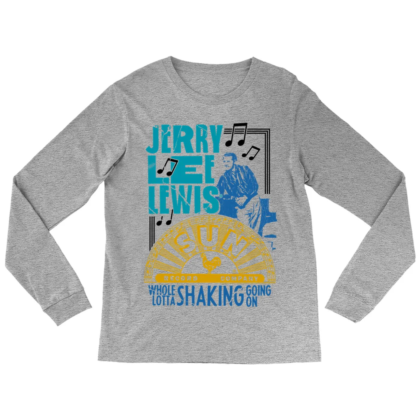 Jerry Lee Lewis Sun Records Long Sleeve Shirt | Whole Lotta Shaking Going On Design Sun Records Shirt