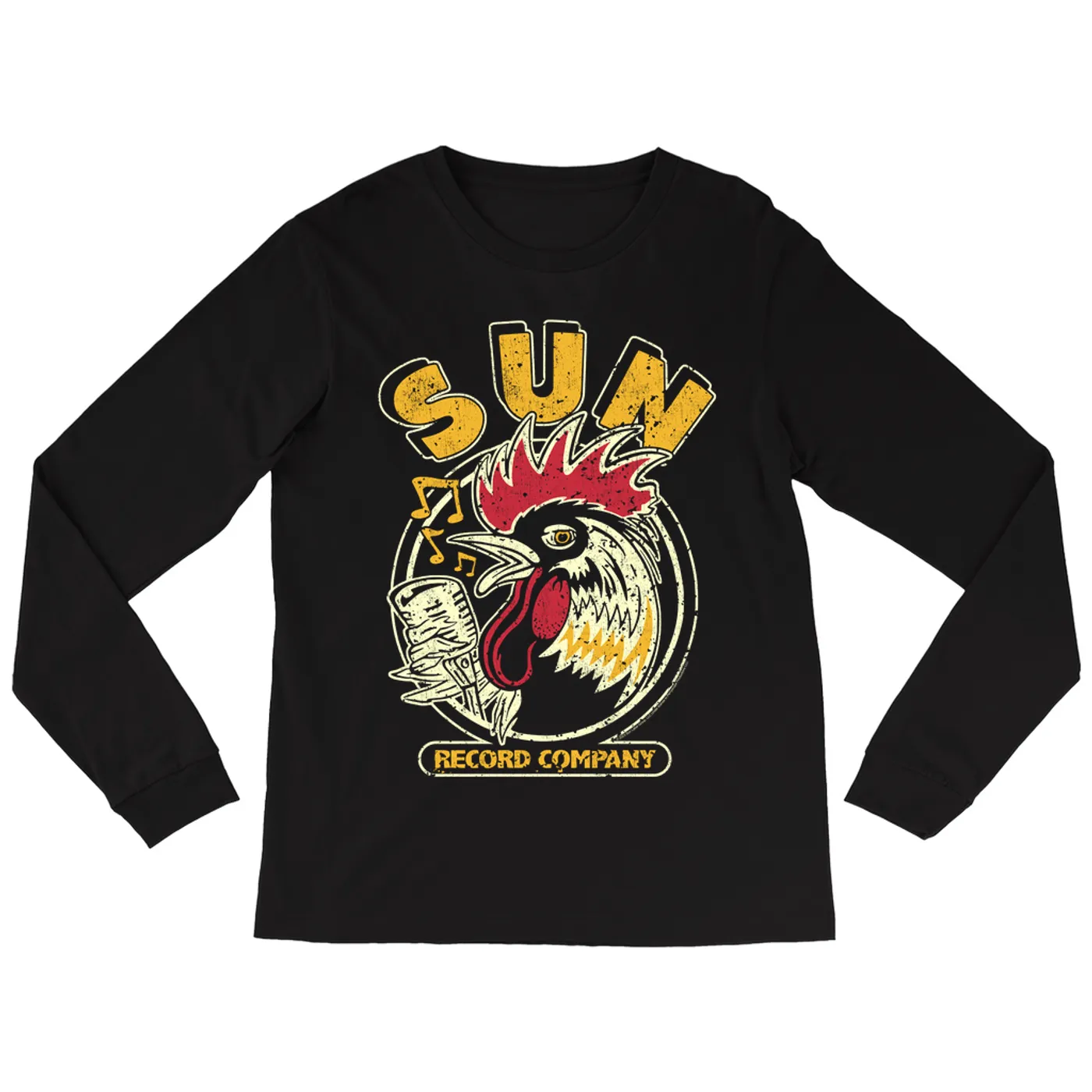 Sun Records Long Sleeve Shirt | Vintage Rooster Record Label Logo Distressed Sun Records Shirt