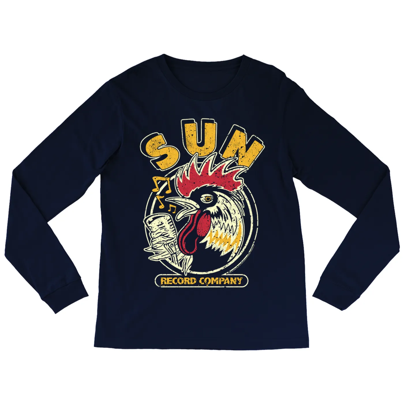 Sun Records Long Sleeve Shirt | Vintage Rooster Record Label Logo Distressed Sun Records Shirt