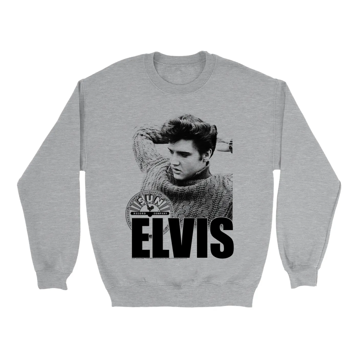 Elvis Presley Sun Records Sweatshirt | Book Cover Photo With Record Label (Merchbar Exclusive) Sun Records Sweatshirt