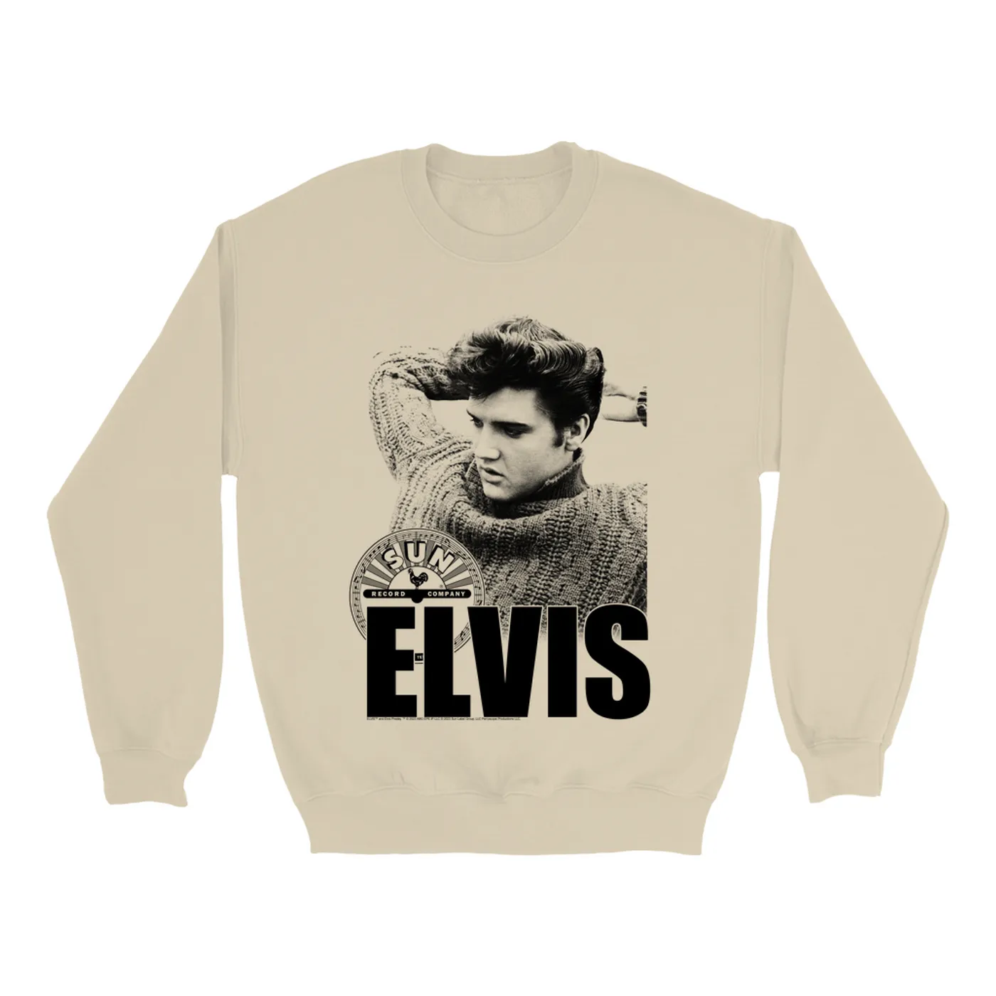 Elvis Presley Sun Records Sweatshirt | Book Cover Photo With Record Label (Merchbar Exclusive) Sun Records Sweatshirt