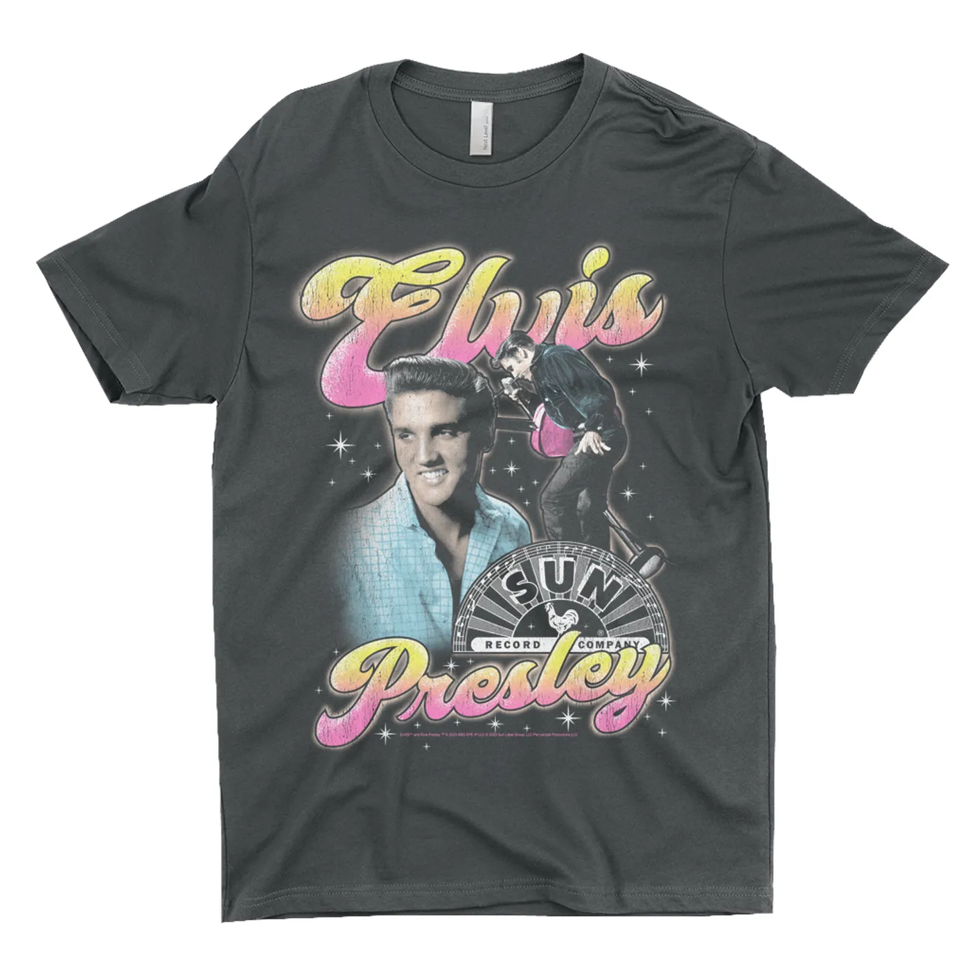 Elvis Presley Sun Records T-Shirt | Colorful Pink Yellow Collage (Merchbar Exclusive) Sun Records Shirt