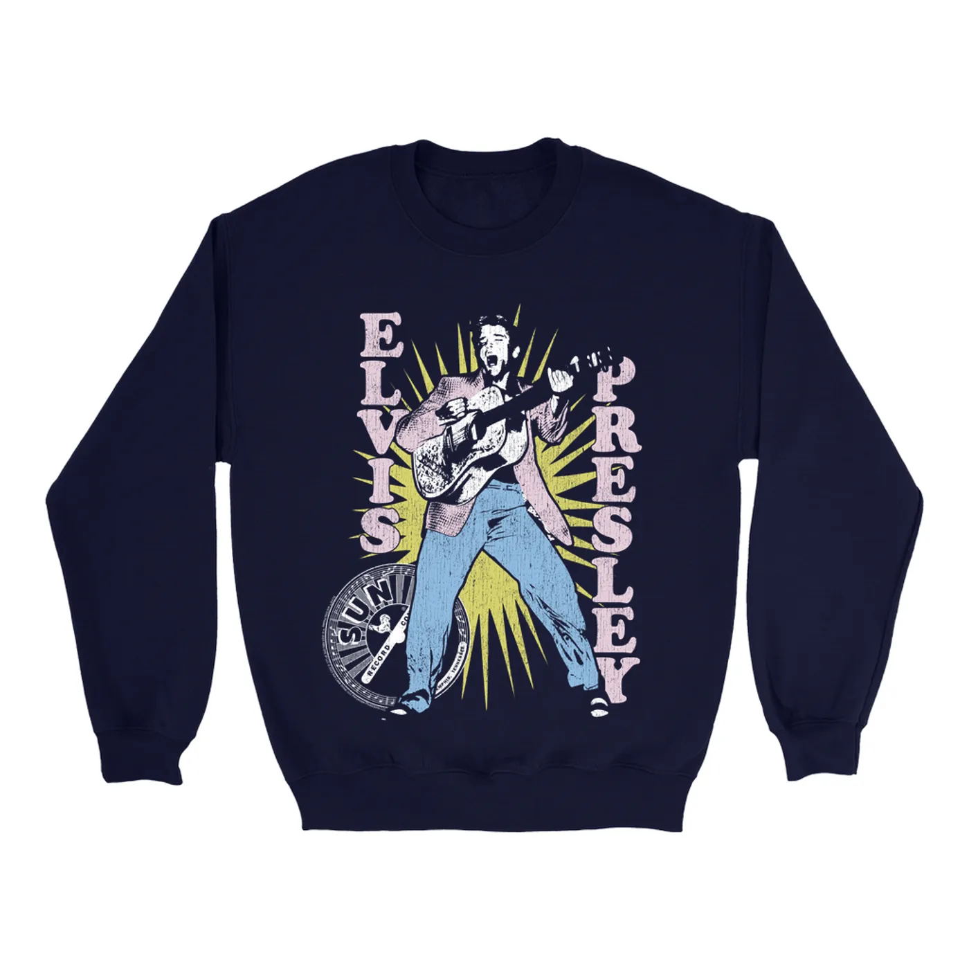 Sun Records Sweatshirt | Singing Elvis Presley In Burst Distressed (Merchbar Exclusive) Sun Records Sweatshirt