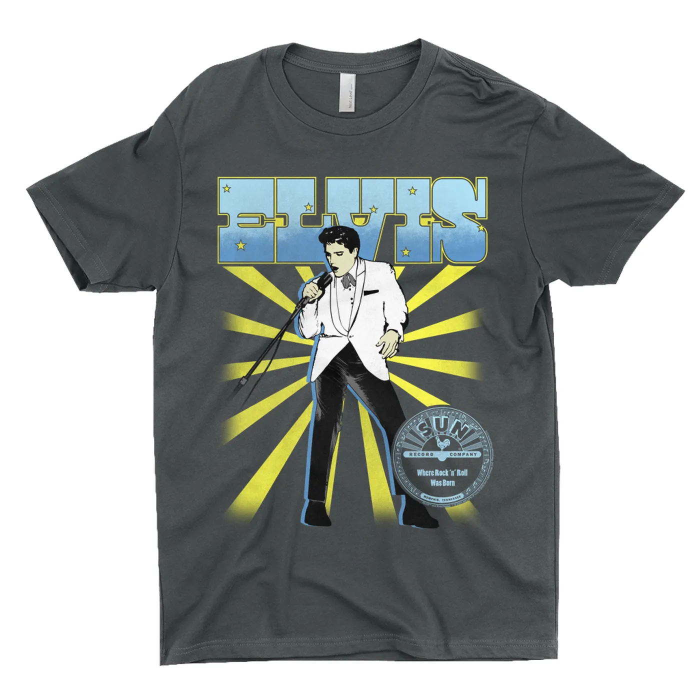 Sun Records T-Shirt | Elvis Presley Retro Blue Yellow Burst (Merchbar Exclusive) Sun Records Shirt