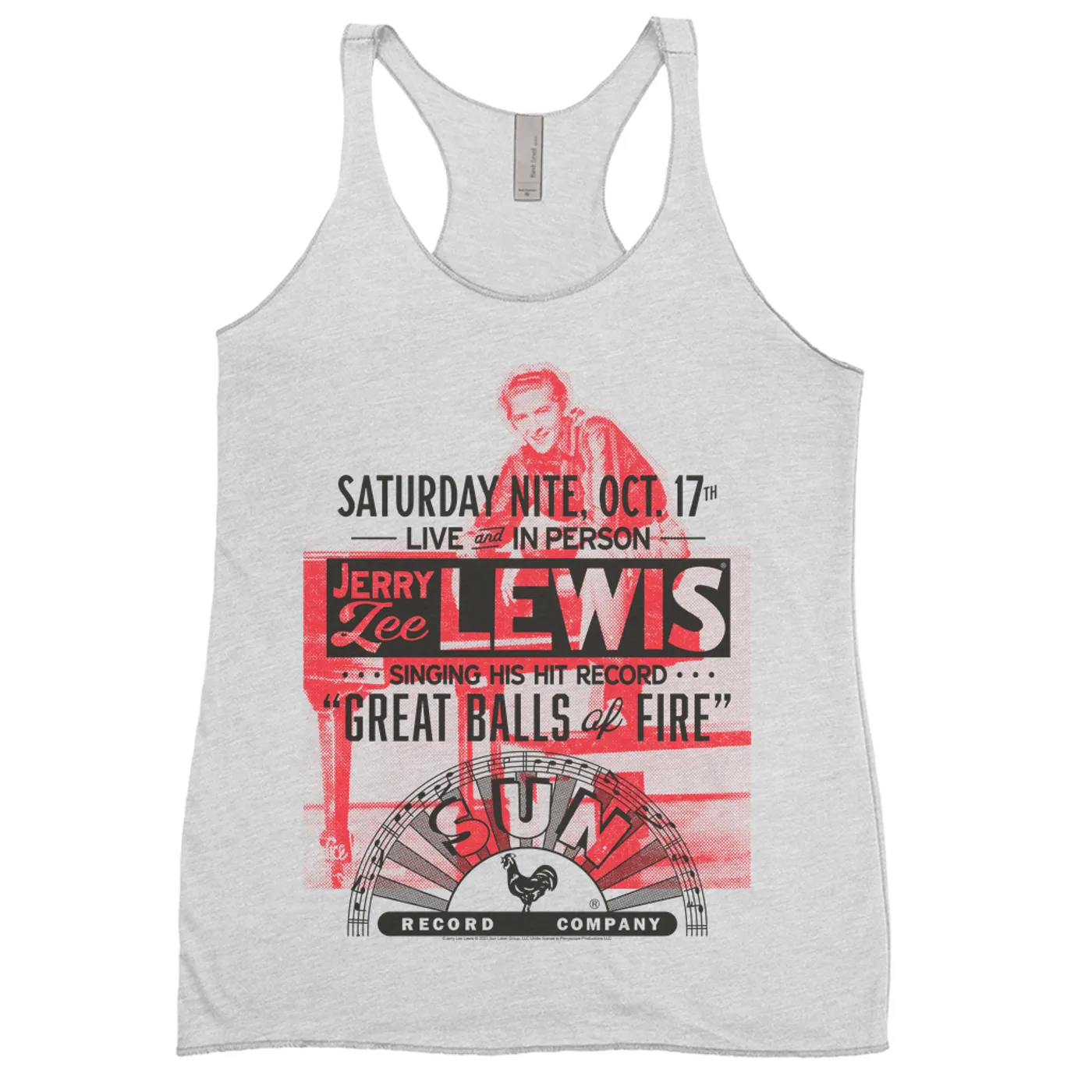 Jerry Lee Lewis Sun Records Ladies' Tank Top | Great Balls of Fire Live In Concert Sun Records Shirt